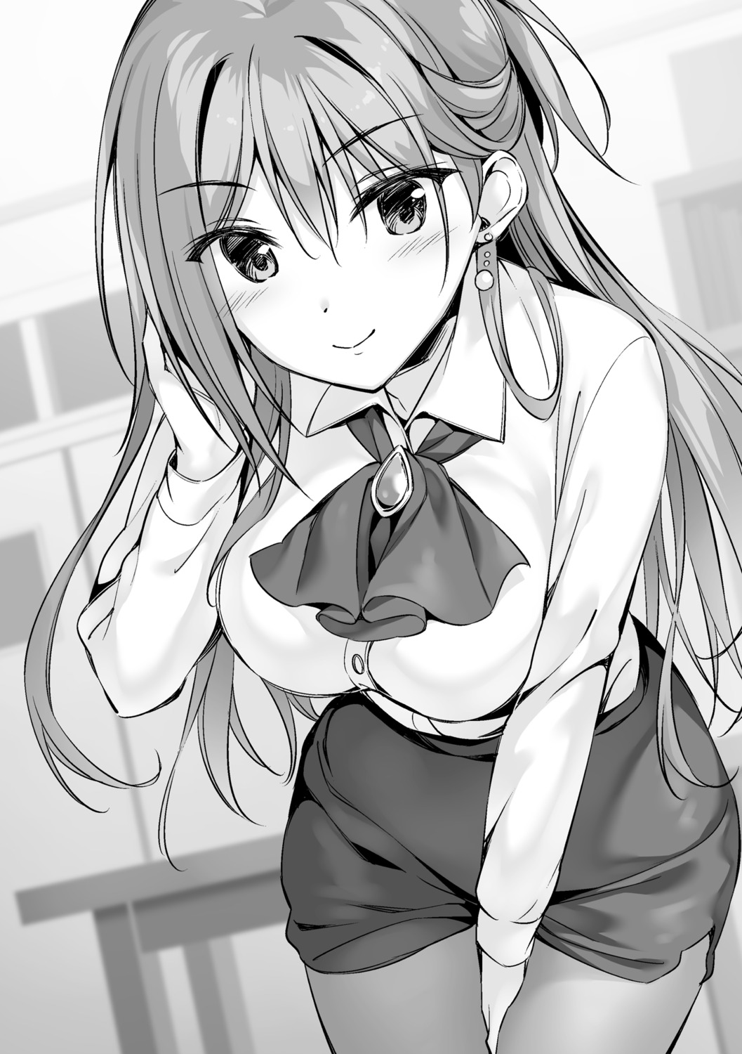 boku_no_kanojo_sensei dress_shirt fujiki_maka monochrome oryou pantyhose