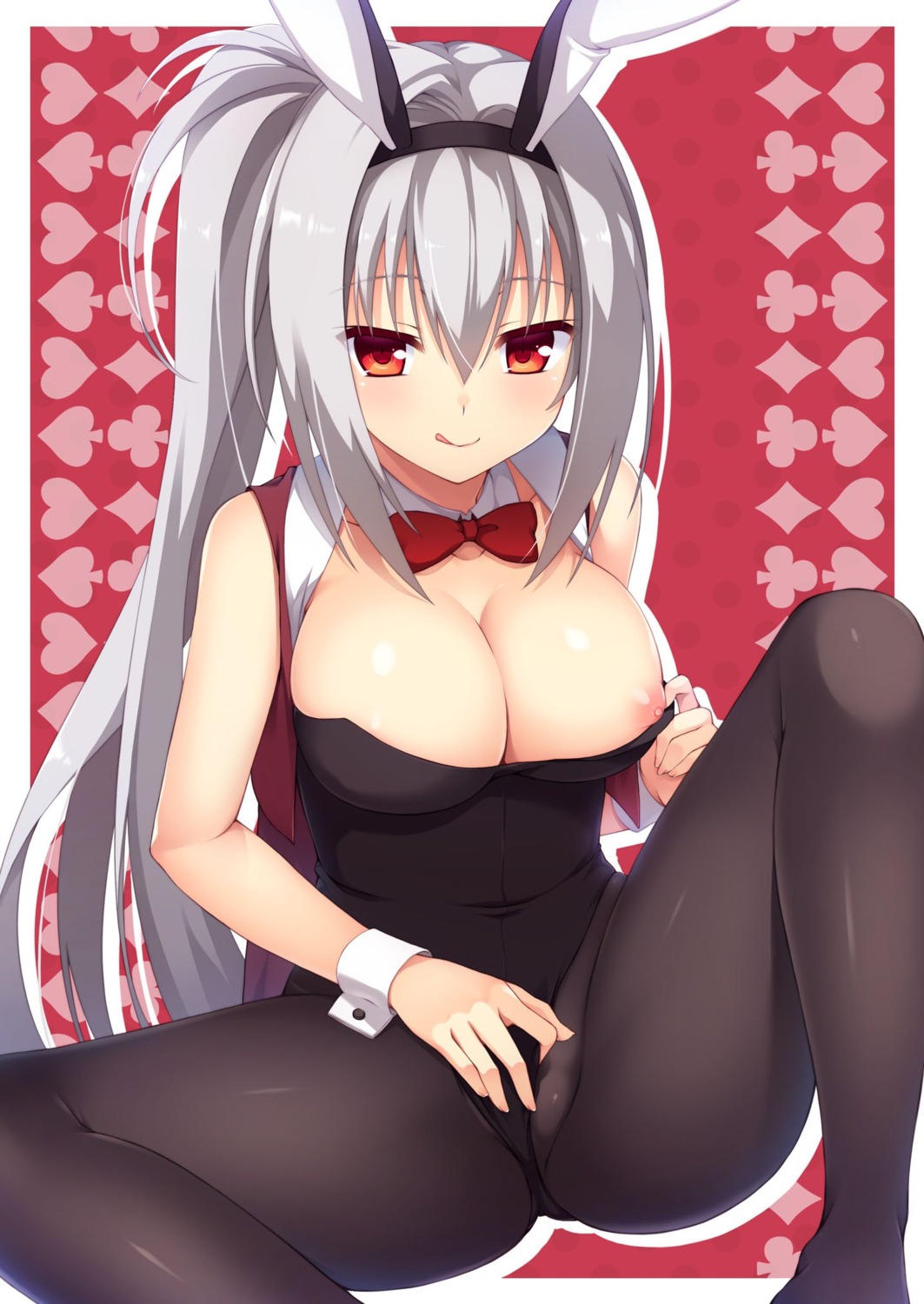 animal_ears bunny_ears bunny_girl dracu-riot! elina_olegovna_obeh nipples no_bra pantyhose undressing yuzuka