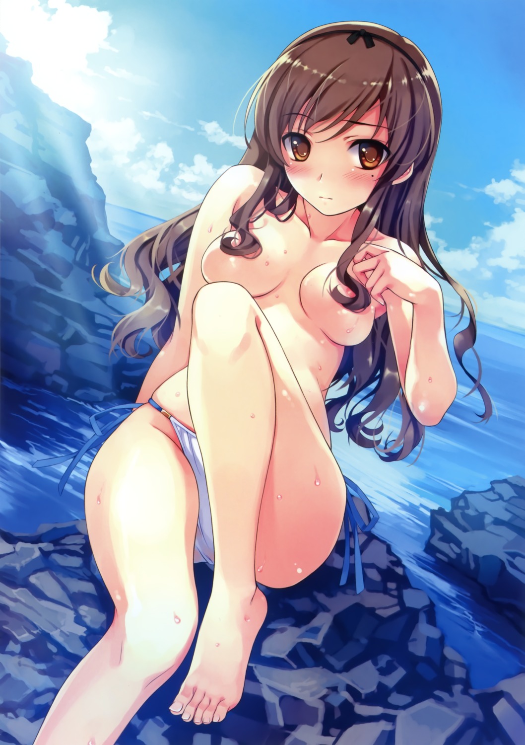 abhar areola bikini deep_blue_sky_&_pure_white_wings feet misaki_kurehito nakano_hinata swimsuits topless wet