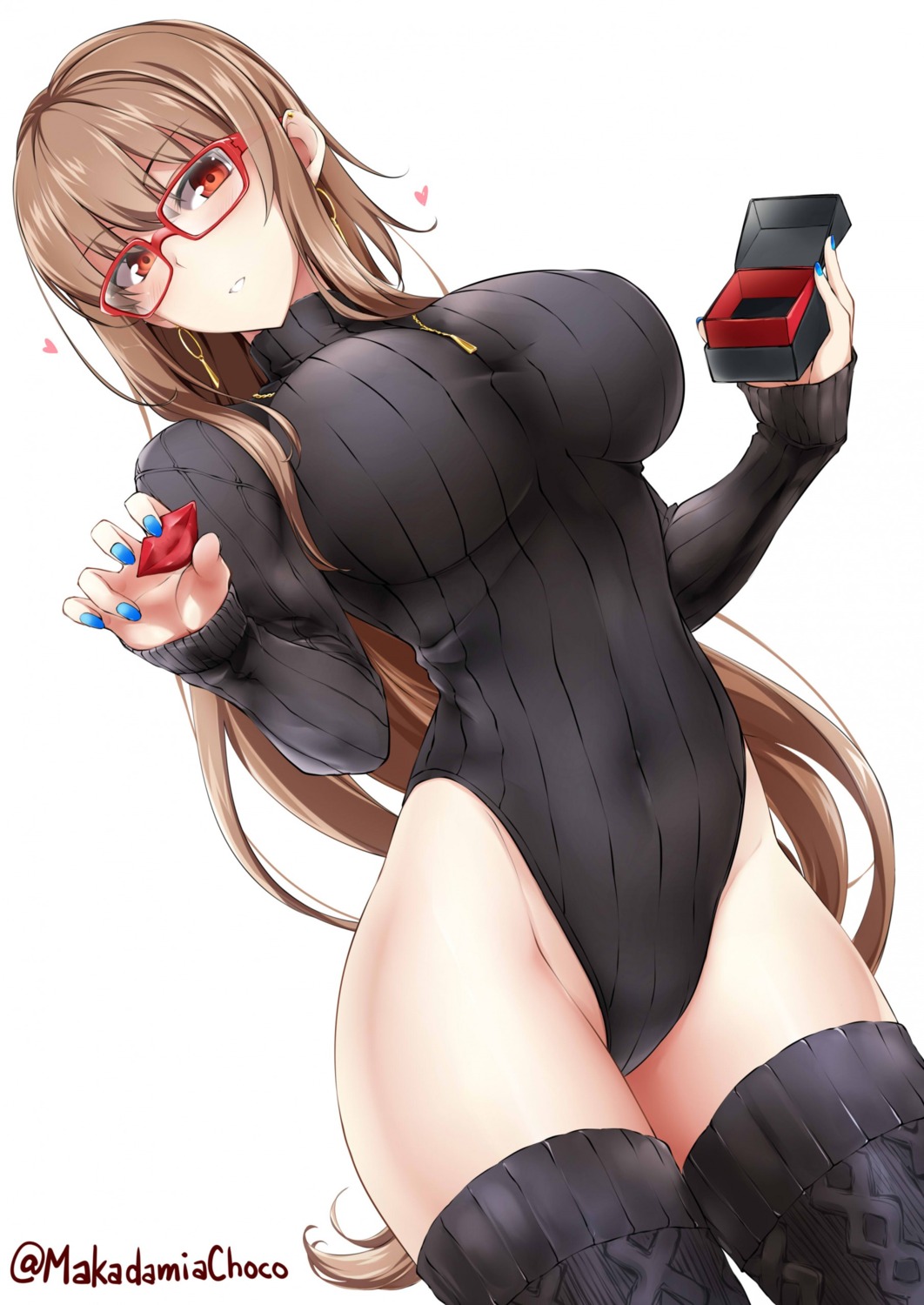 leotard makadamia_choco megane sweater thighhighs