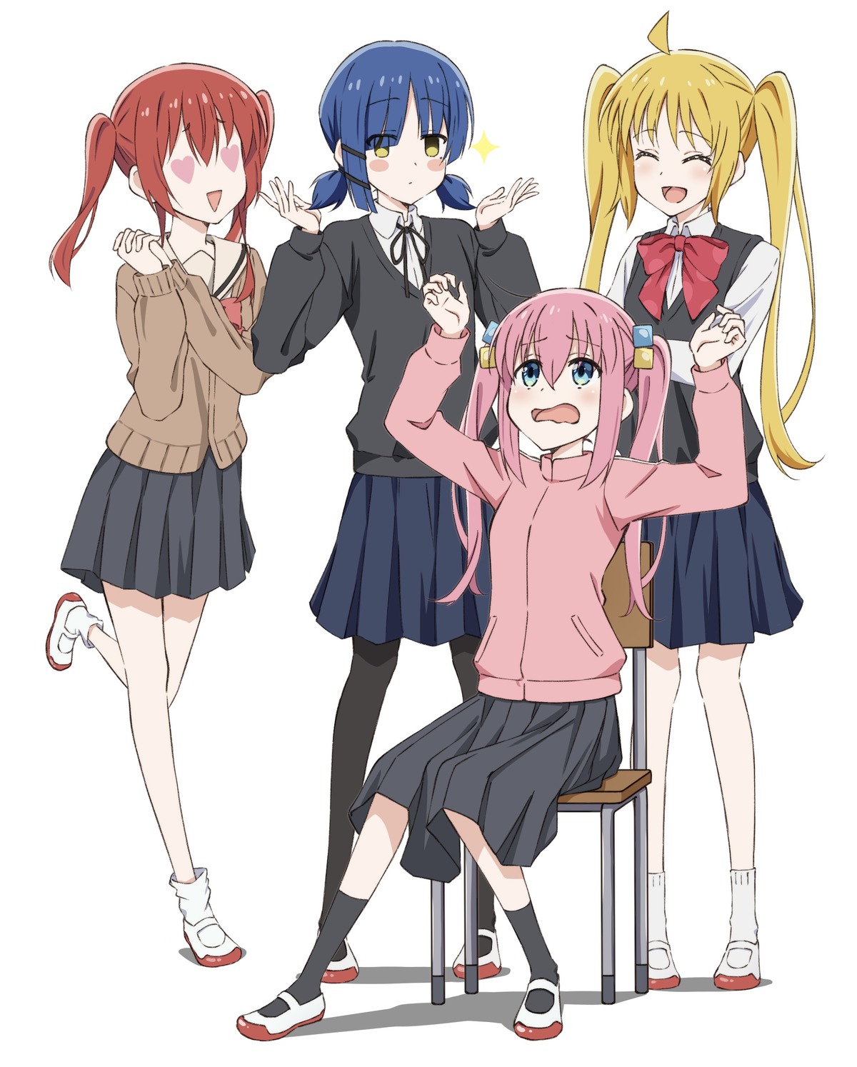 bocchi_the_rock! gotou_hitori gym_uniform ijichi_nijika kita_ikuyo ooyama_natsuki pantyhose seifuku sweater yamada_ryou