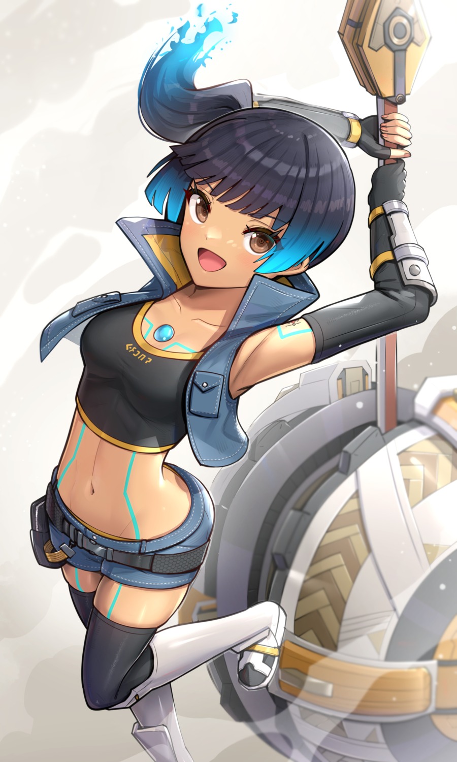 gonzarez sena_(xenoblade_3) tattoo thighhighs weapon xenoblade xenoblade_chronicles_3