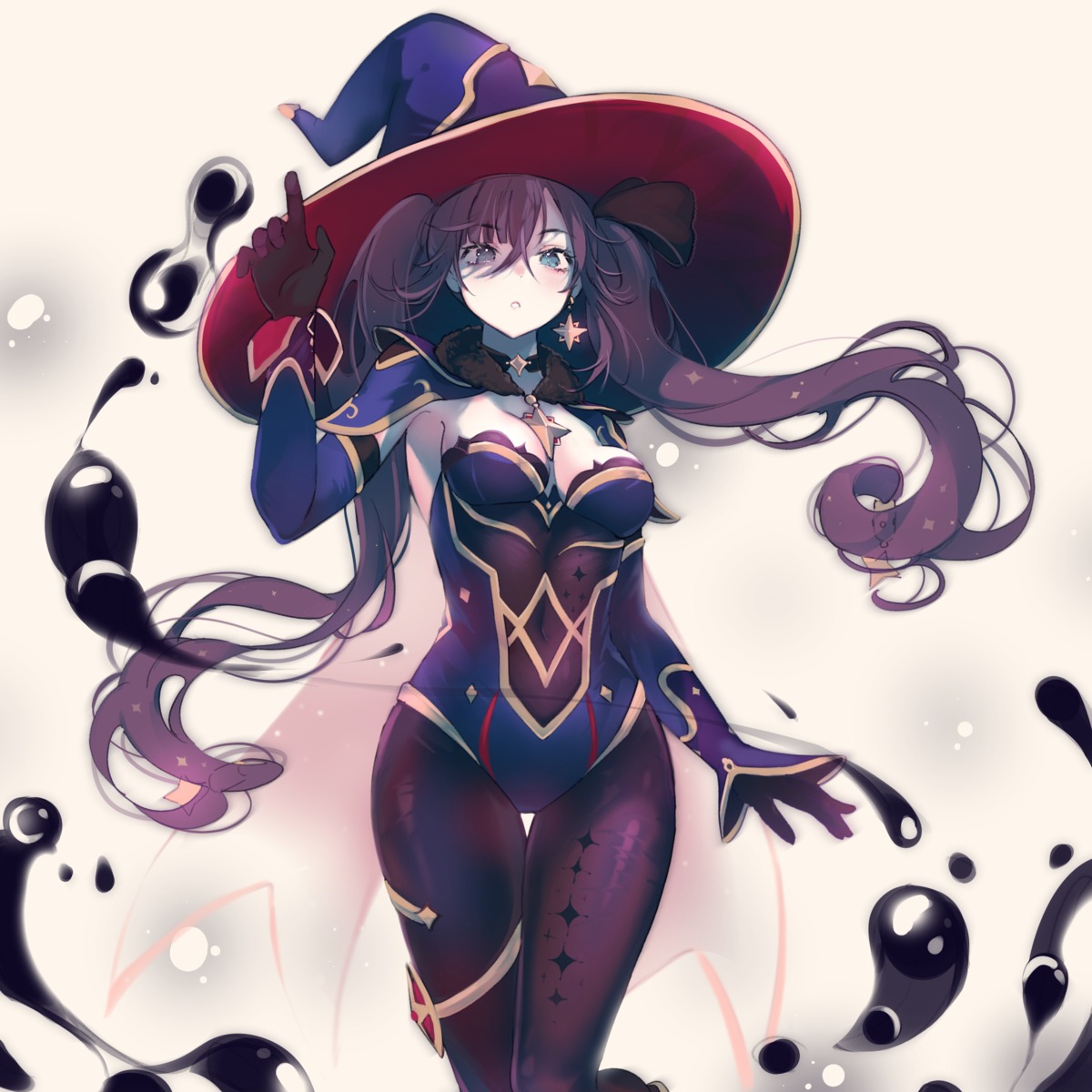 antay6oo9 garter genshin_impact leotard mona_megistus no_bra pantyhose witch