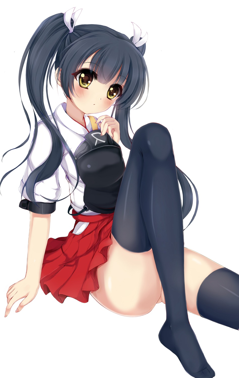 ass japanese_clothes kantai_collection nopan skirt_lift thighhighs urara_(artist) zuikaku_(kancolle)