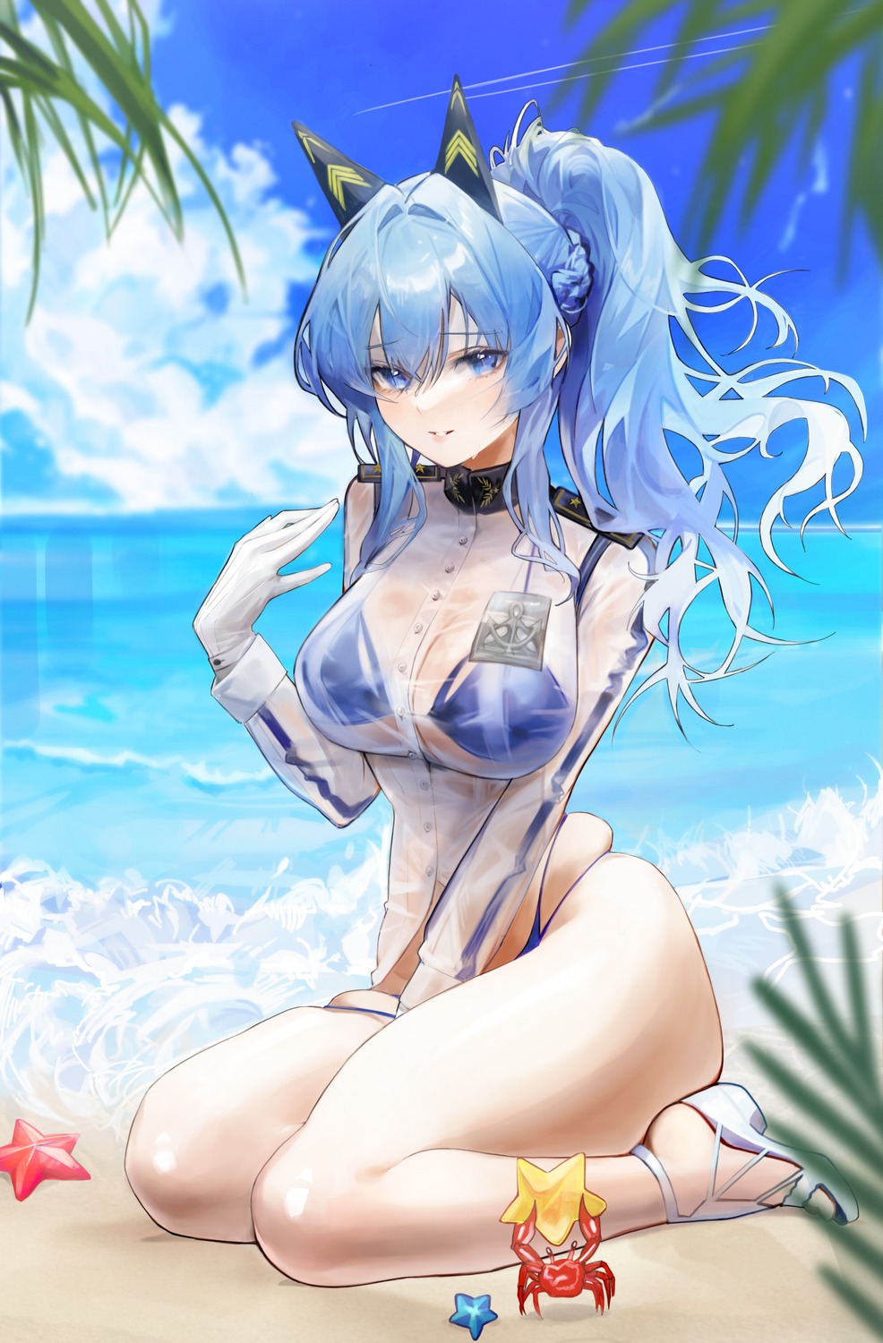 bikini goddess_of_victory:_nikke helm renn_01 see_through swimsuits uniform wet_clothes