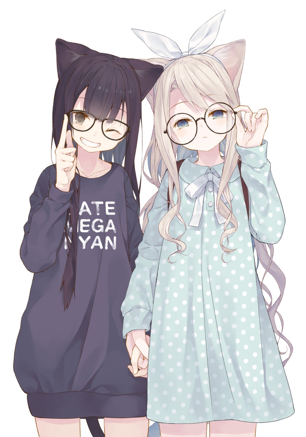 animal_ears dress megane nekomimi sweater tail tokuno_yuika