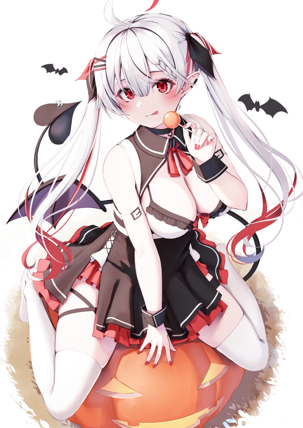 bra devil dress garter halloween nyan_(reinyan_007) pointy_ears tail thighhighs wings