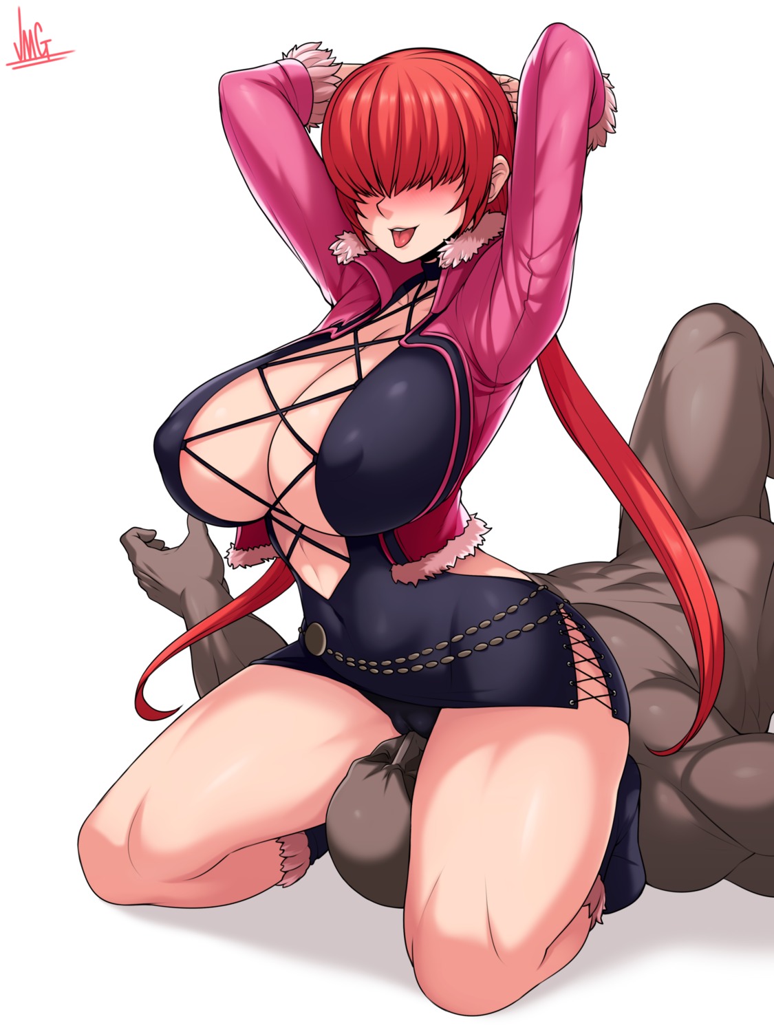 cameltoe cunnilingus dress erect_nipples jmg king_of_fighters no_bra pantsu shermie skirt_lift