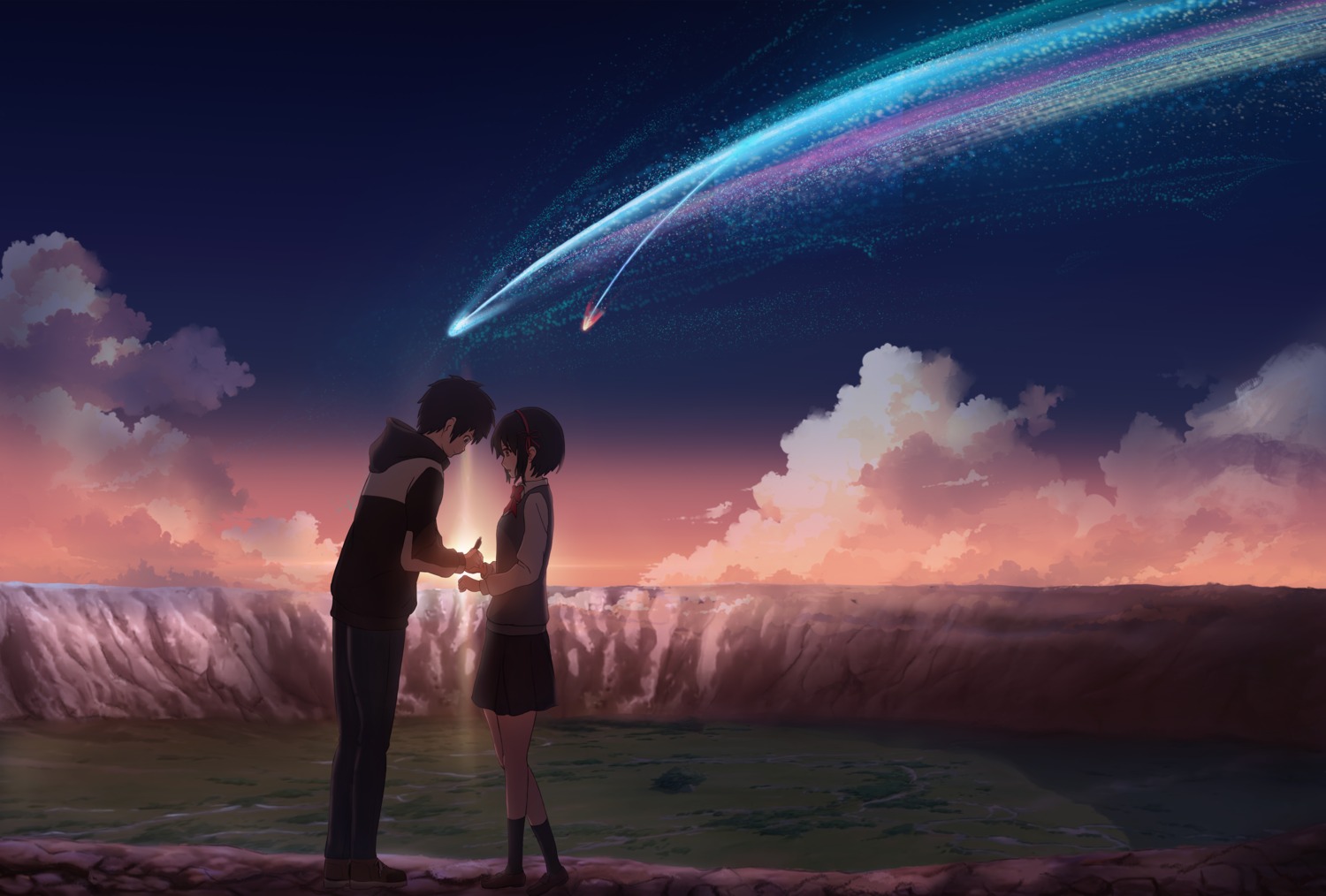 kimi_no_na_wa. landscape masabodo miyamizu_mitsuha seifuku tachibana_taki