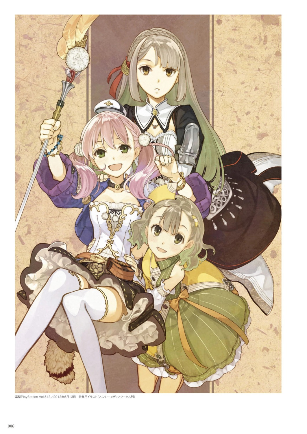 atelier atelier_escha_&_logy cleavage digital_version dress escha_malier hidari jpeg_artifacts koei_tecmo linca lucille_ernella thighhighs weapon