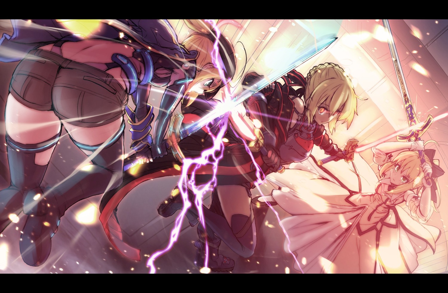 armor ass dress fate/grand_order heroine_x heroine_x_alter saber saber_lily saiki_rider sword thighhighs