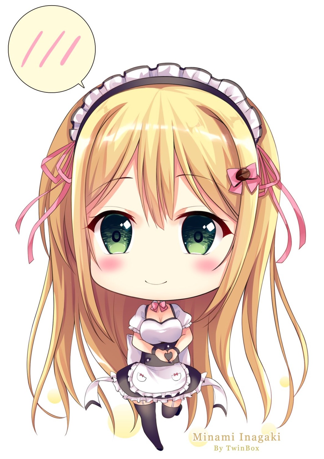 chibi cleavage inagaki_minami maid stockings thighhighs twinbox twinbox_school