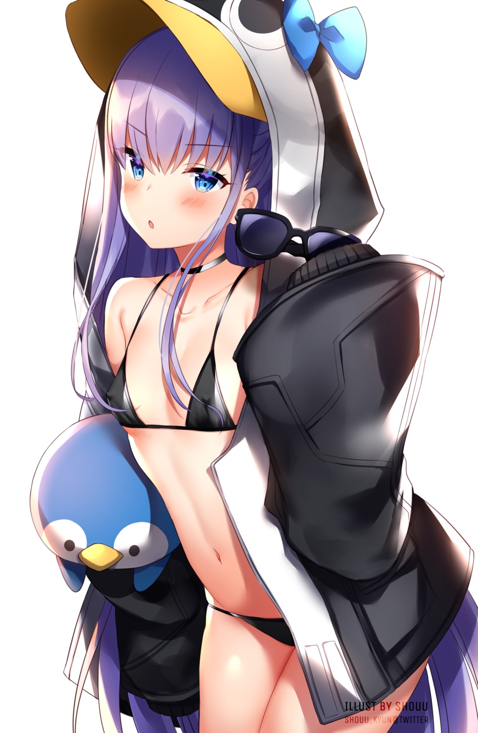 bikini erect_nipples fate/grand_order loli meltryllis open_shirt penguin shouu-kun swimsuits