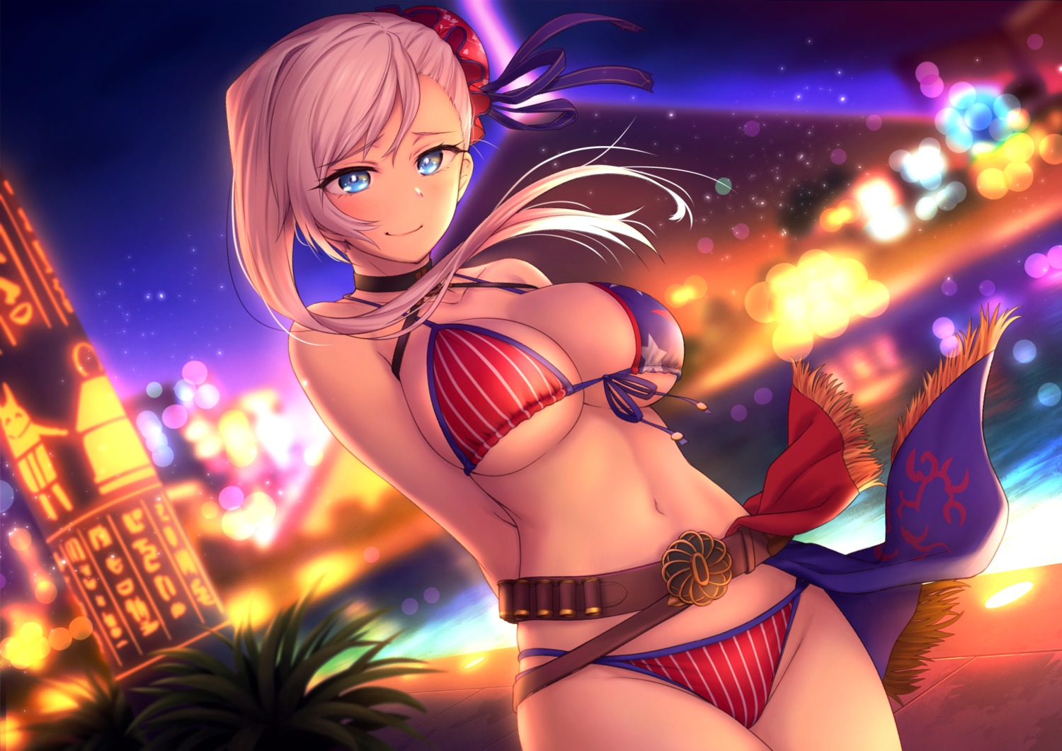 bikini cleavage fate/grand_order miyamoto_musashi_(fate/grand_order) oyaji_kusa swimsuits underboob