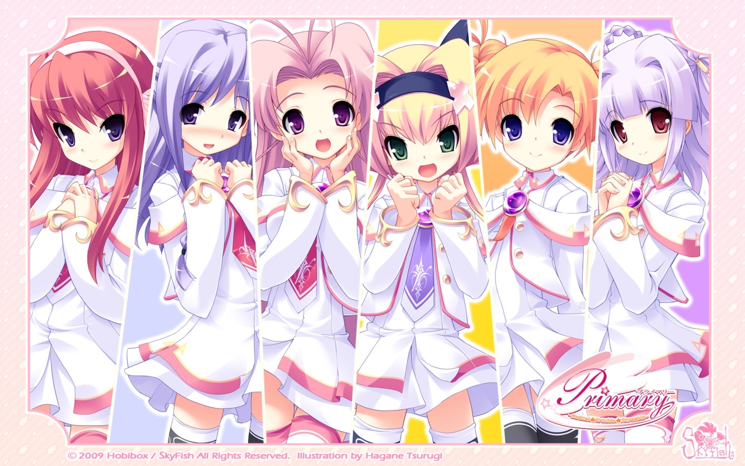 chime_milhawks lime_luna_oaklane mariafia_chiffonese mintia_mimitte_midimu prim_rina_oaklane primary_~magical★trouble★scramble~ rikuou_hinana seifuku skyfish tsurugi_hagane wallpaper