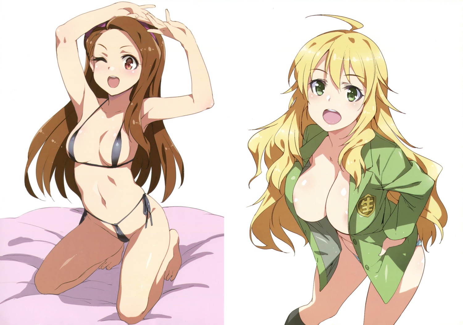 areola bikini hoshii_miki inue_shinsuke jingai-makyou minase_iori no_bra open_shirt pantsu swimsuits the_idolm@ster