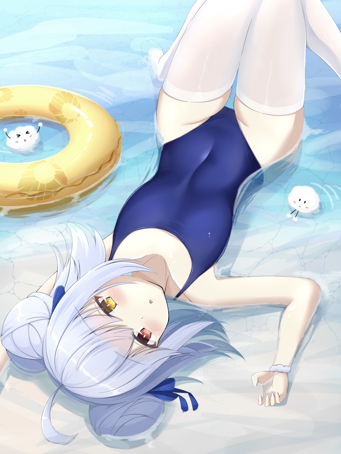 azur_lane cameltoe cien_(shikanokuni) heterochromia nicholas_(azur_lane) swimsuits thighhighs wet