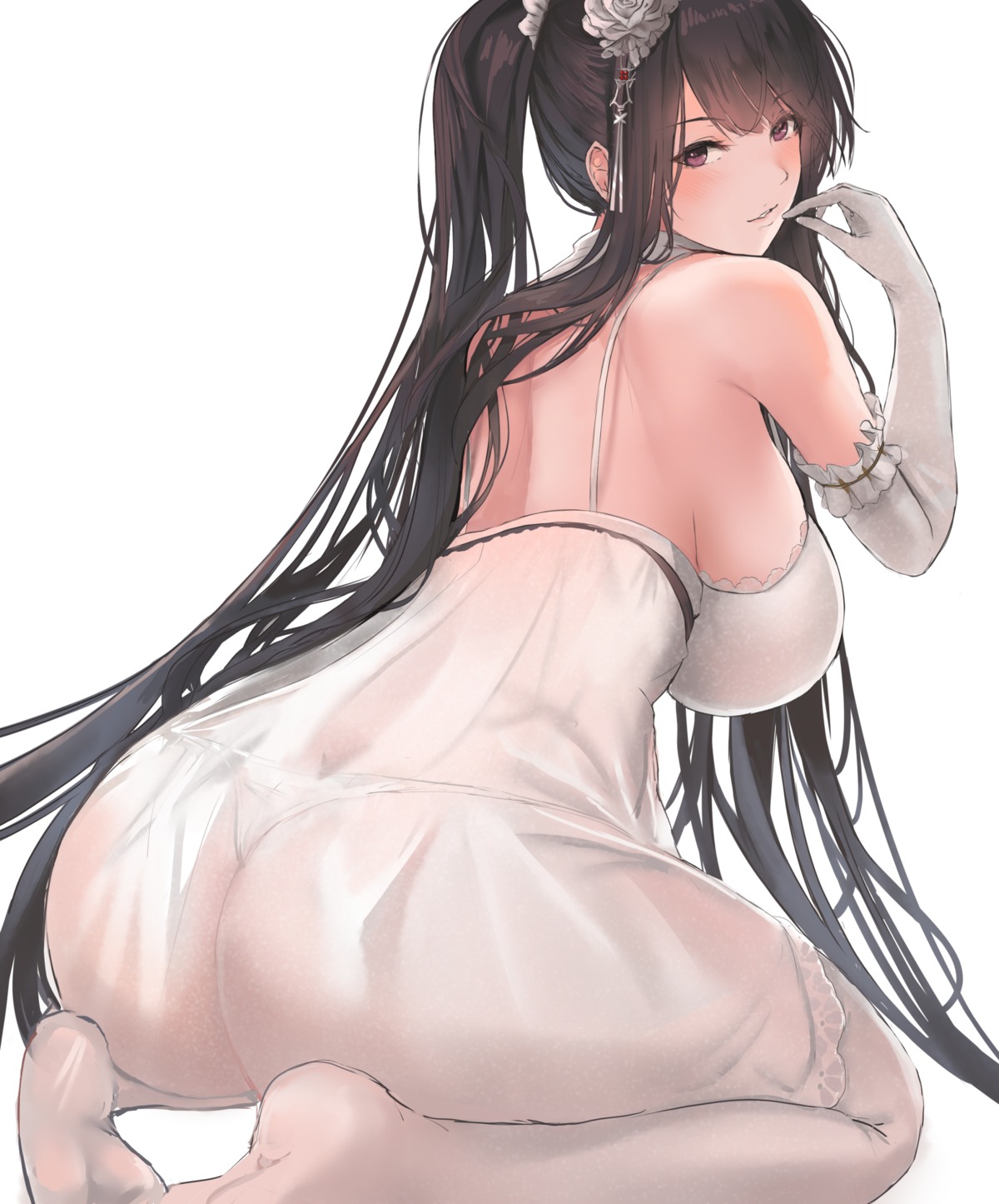 ass azur_lane liaowen lingerie no_bra pantsu peter peter_strasser_(azur_lane) see_through thong