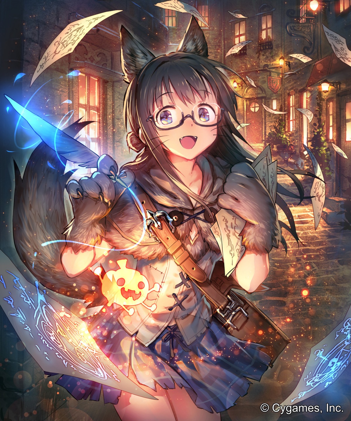 animal_ears megane okada_manabi shingeki_no_bahamut tail torn_clothes