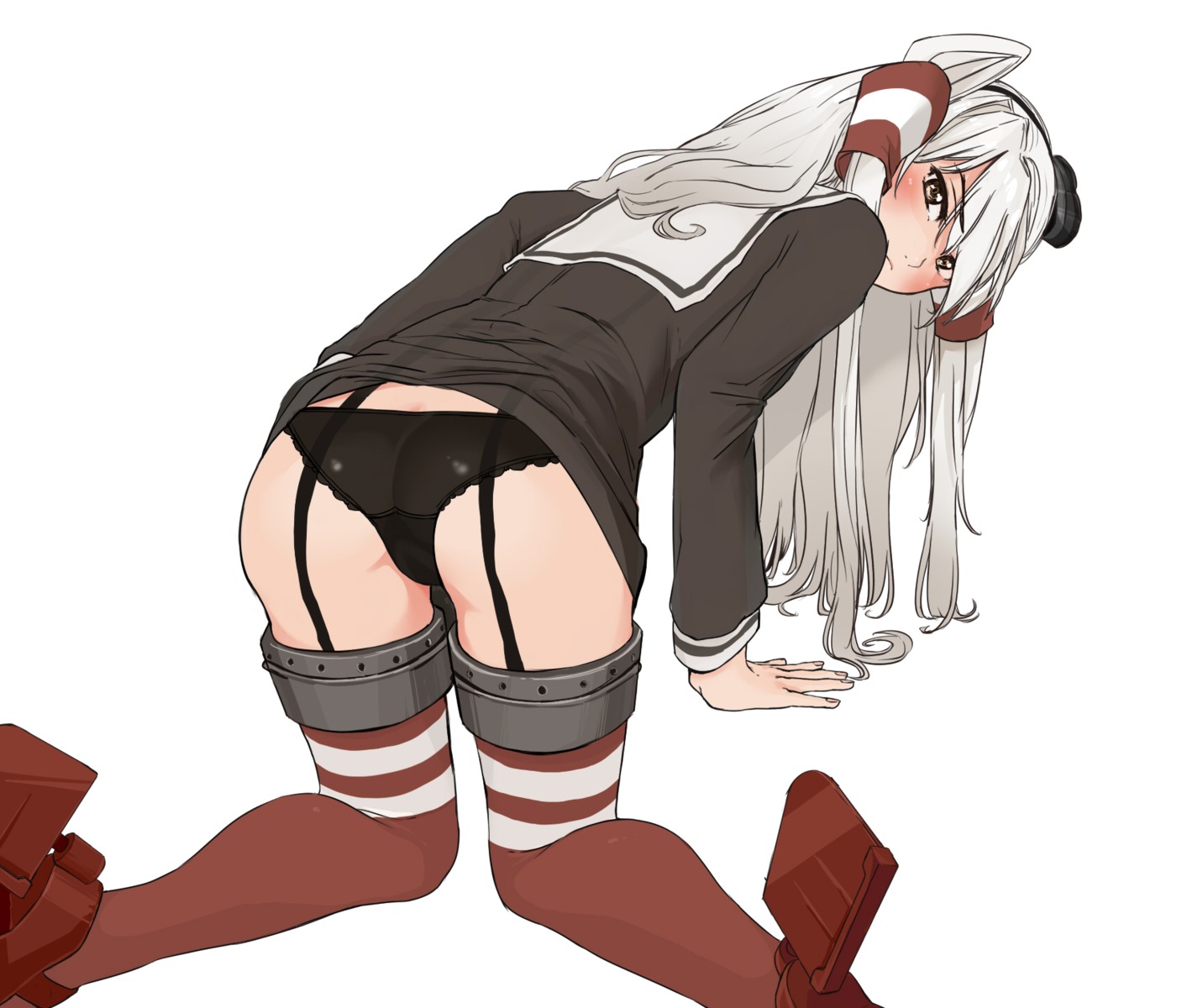 amatsukaze_(kancolle) ass heels kantai_collection kento1102 pantsu see_through stockings thighhighs