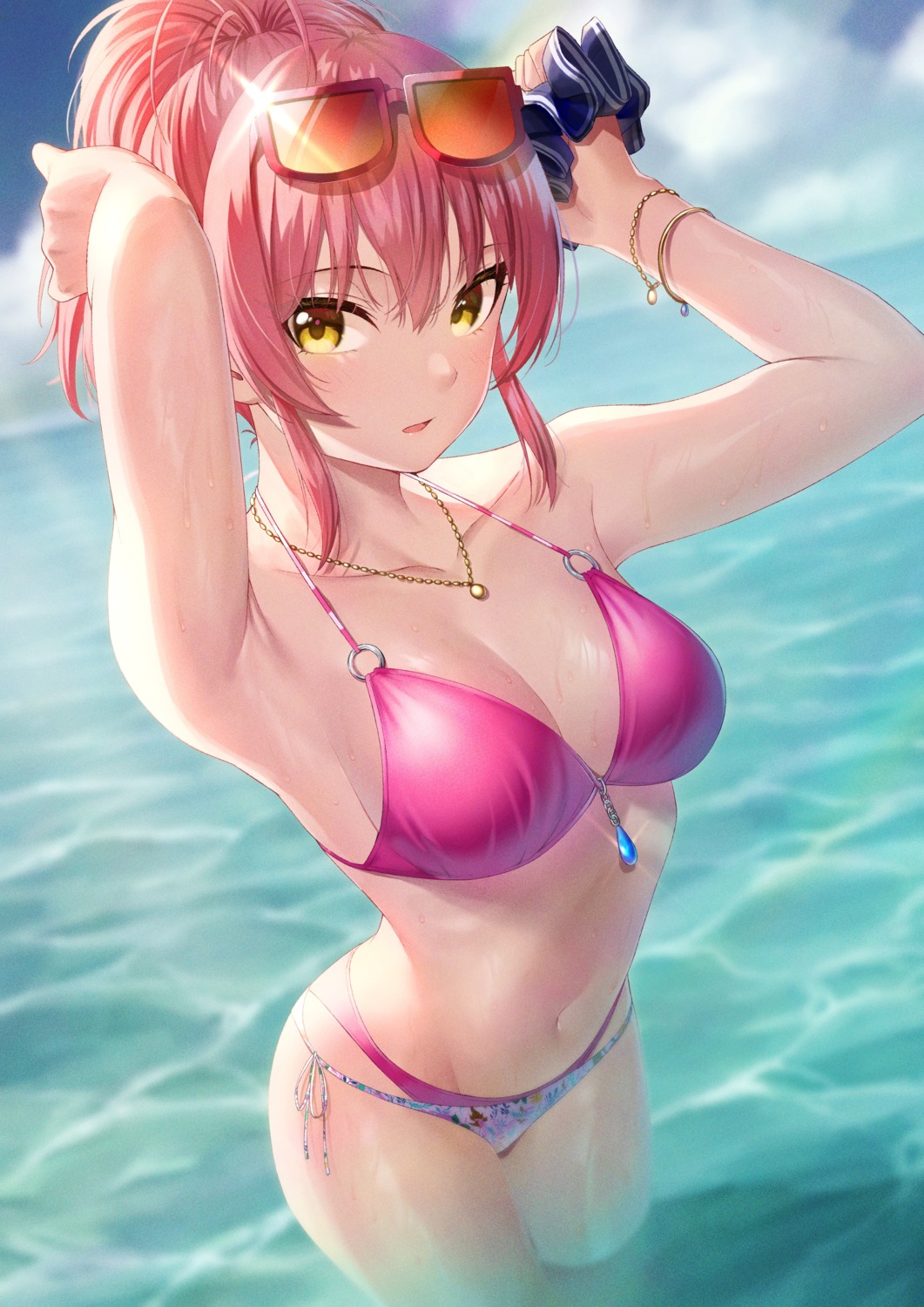 bikini jougasaki_mika megane swimsuits the_idolm@ster the_idolm@ster_cinderella_girls tsunenorip wet