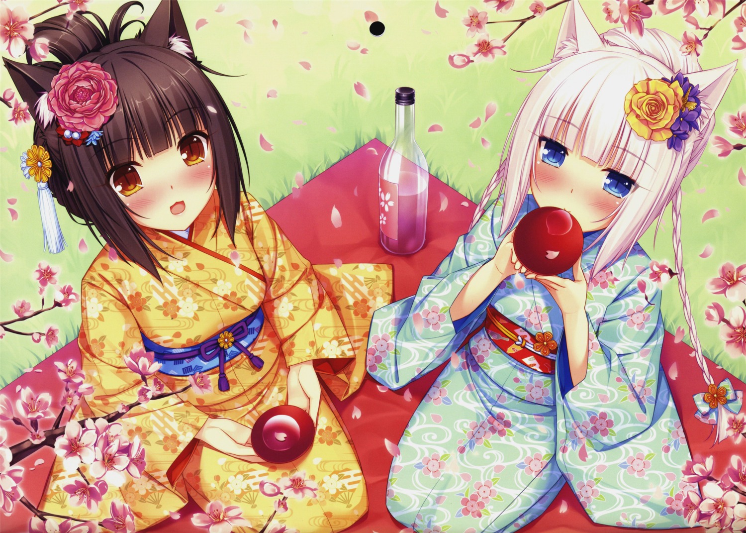 animal_ears chocola kimono nekomimi nekopara sayori screening vanilla