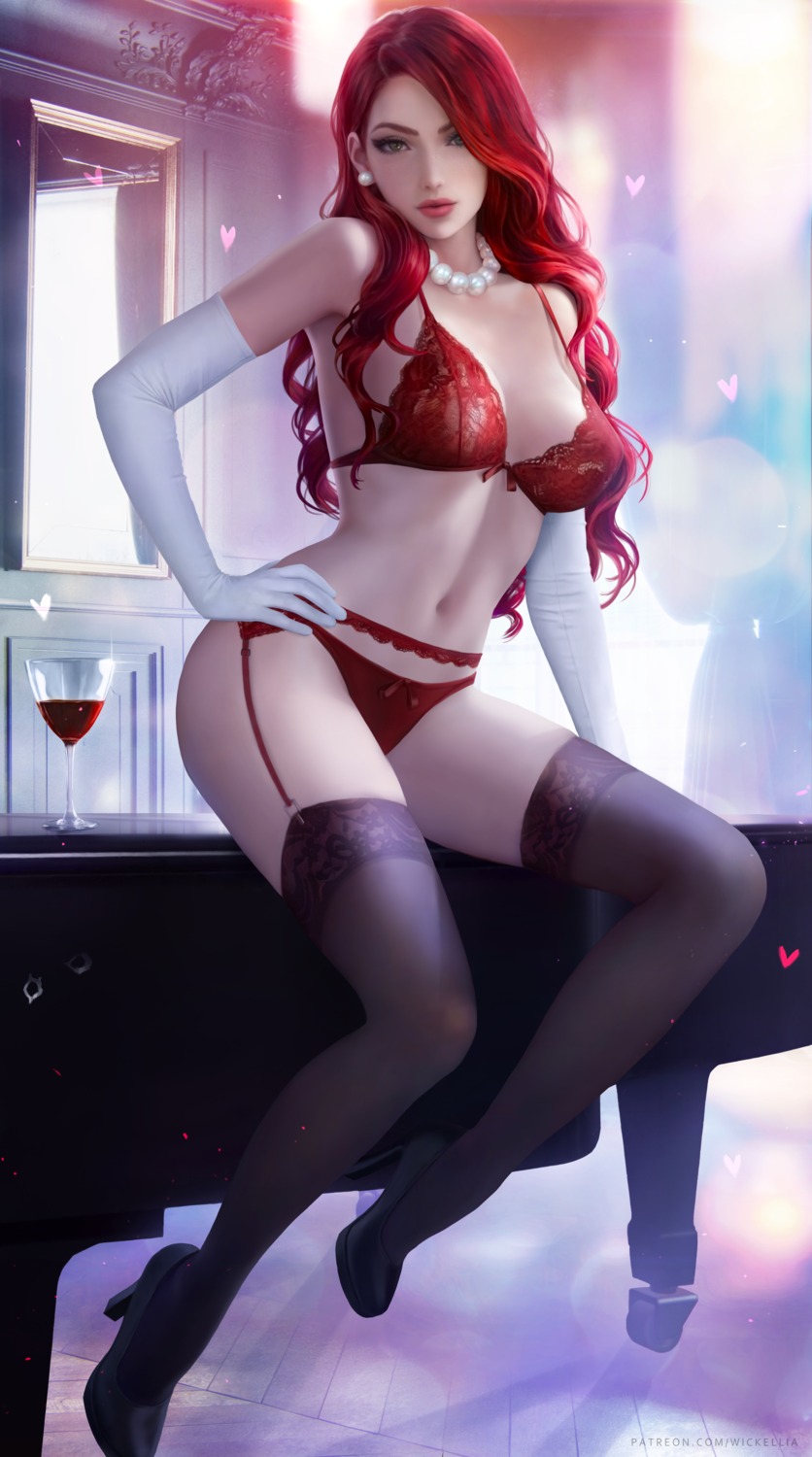 bra garter_belt heels league_of_legends miss_fortune pantsu stockings thighhighs wickellia