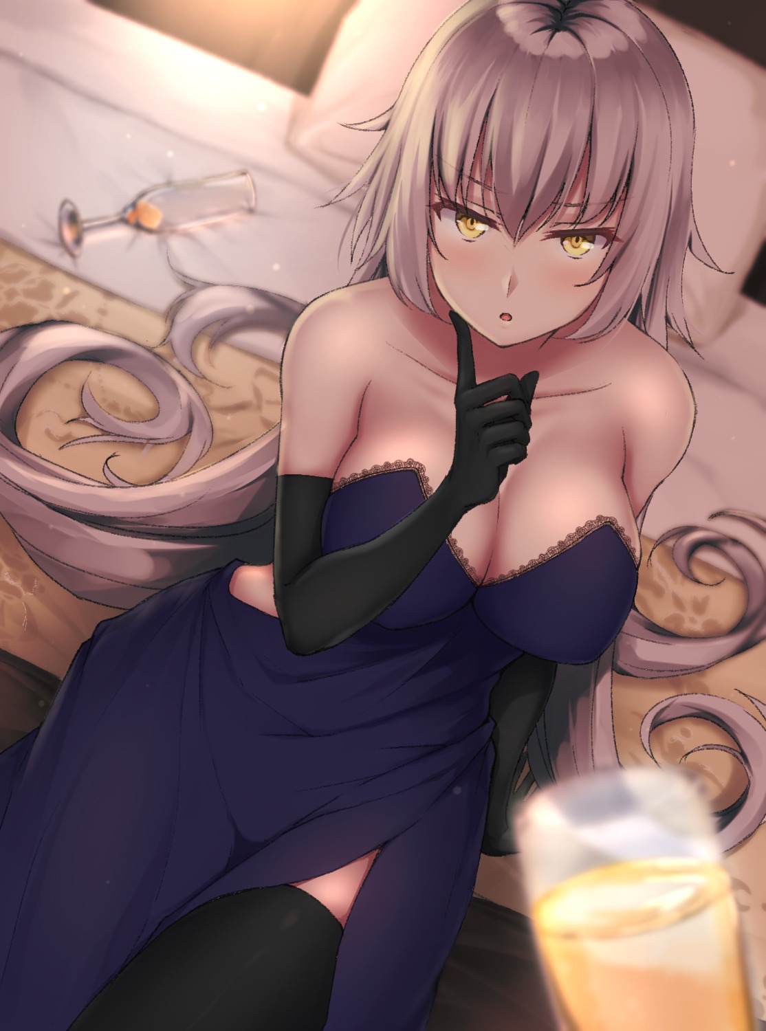 cleavage dress fate/grand_order jeanne_d'arc jeanne_d'arc_(alter)_(fate) primamiya thighhighs