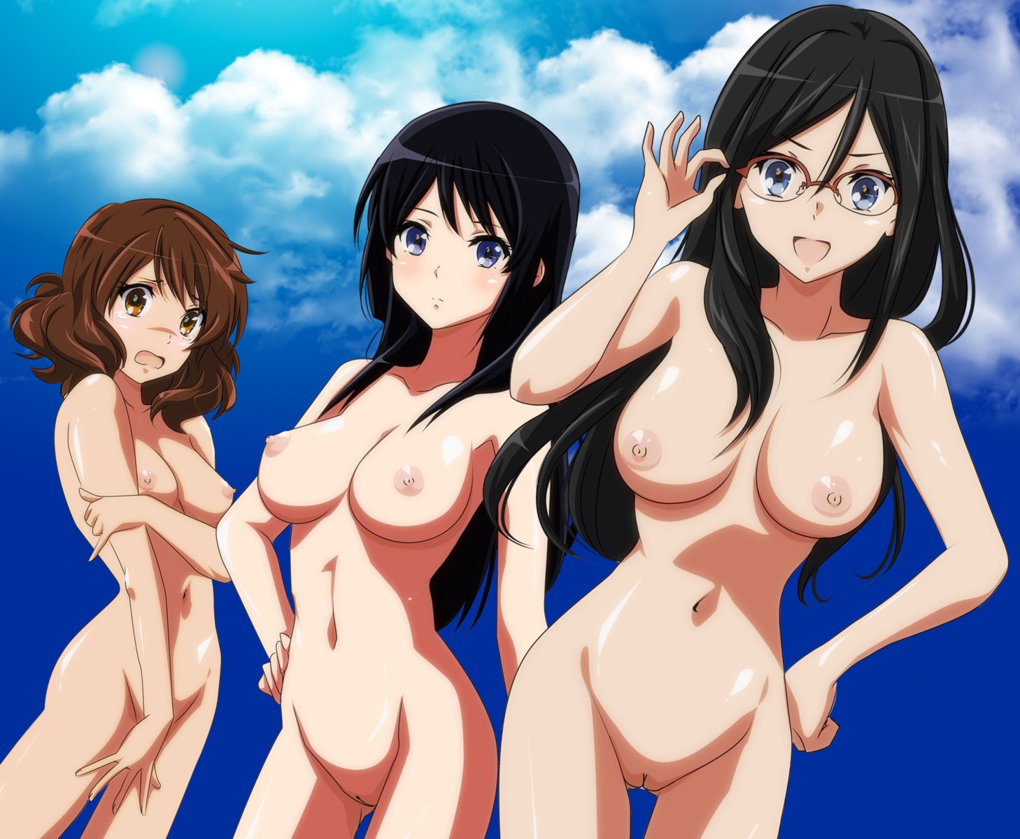 gentoku hibike!_euphonium kousaka_reina megane naked nipples oumae_kumiko pussy tanaka_asuka uncensored