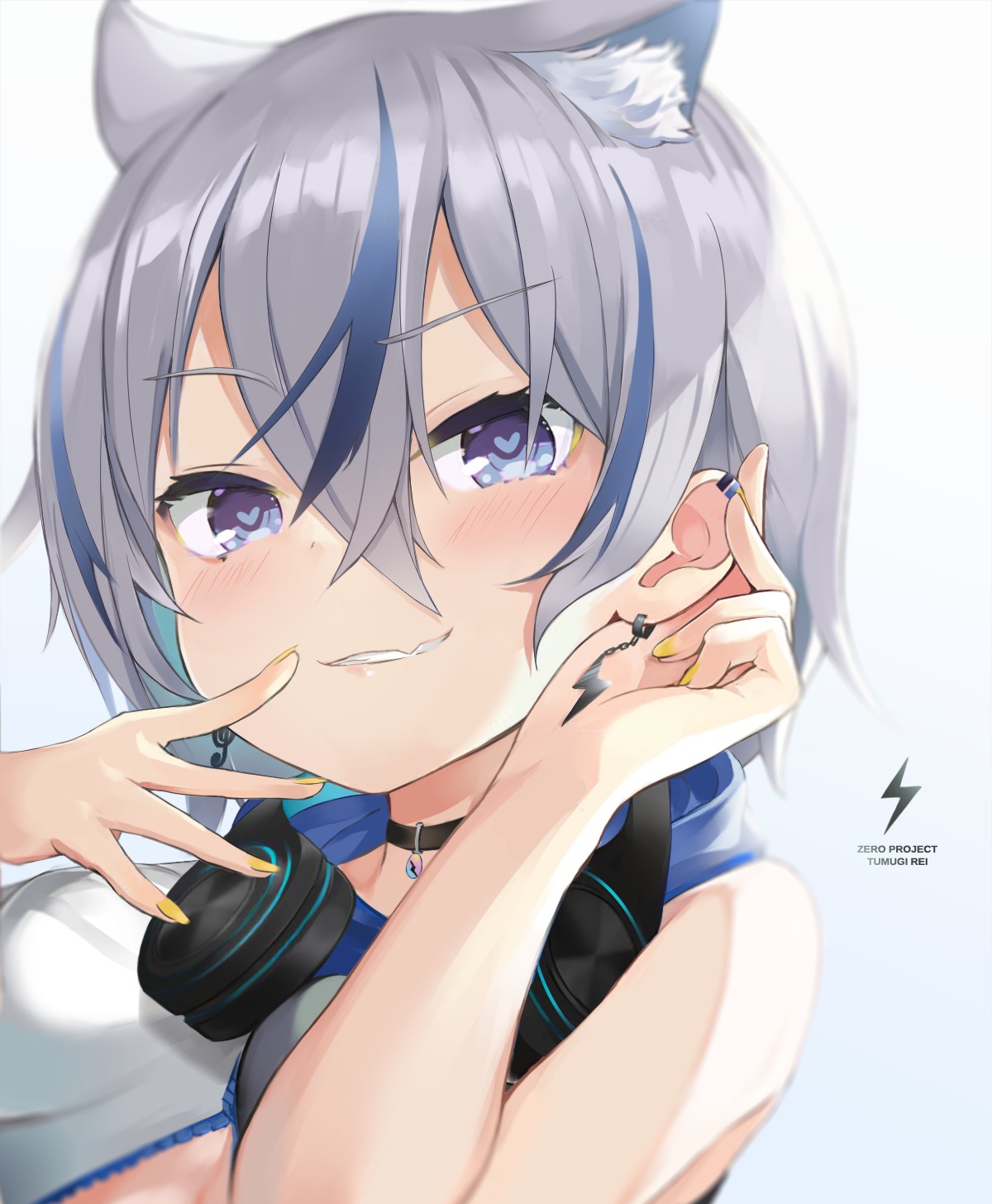 animal_ears darudana headphones nekomimi rei_channel tsumugine_rei