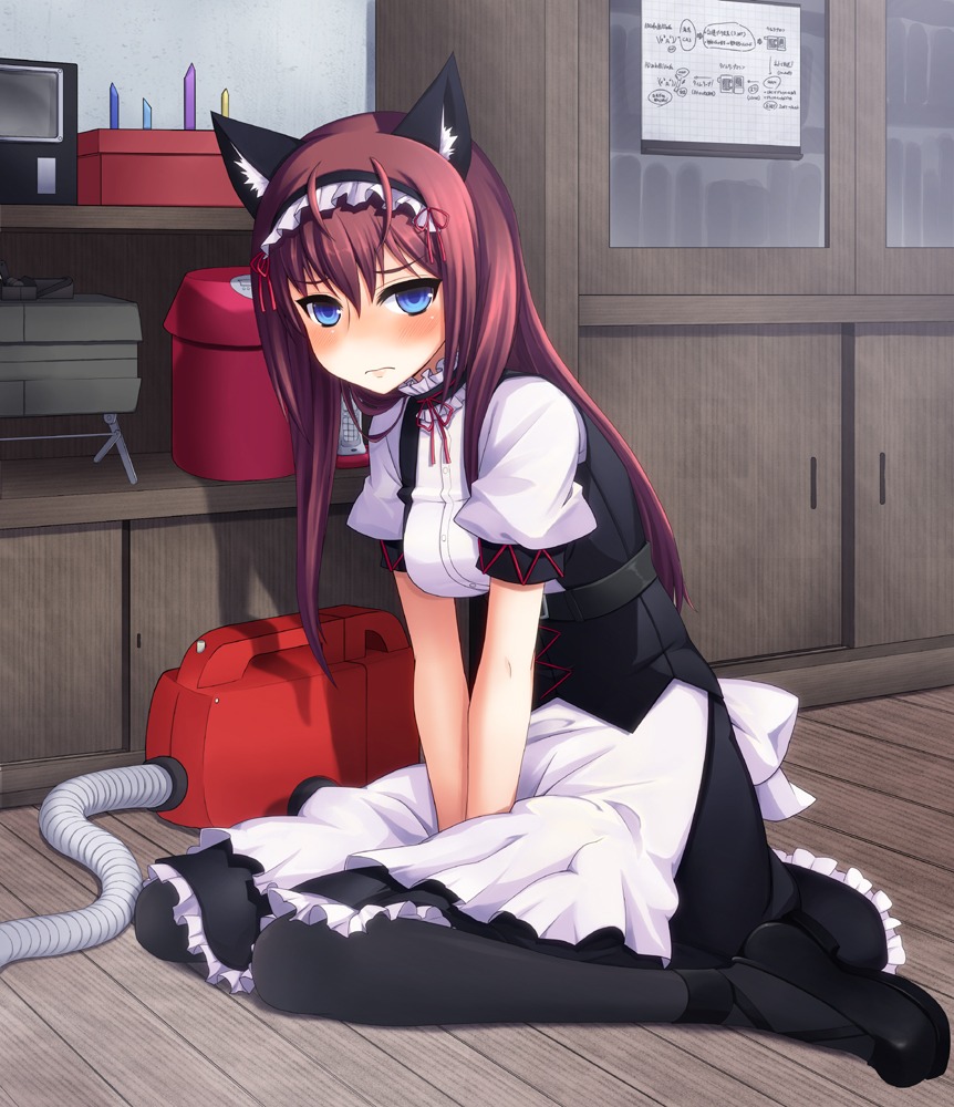 animal_ears kou_(artist) maid makise_kurisu nekomimi pantyhose steins;gate