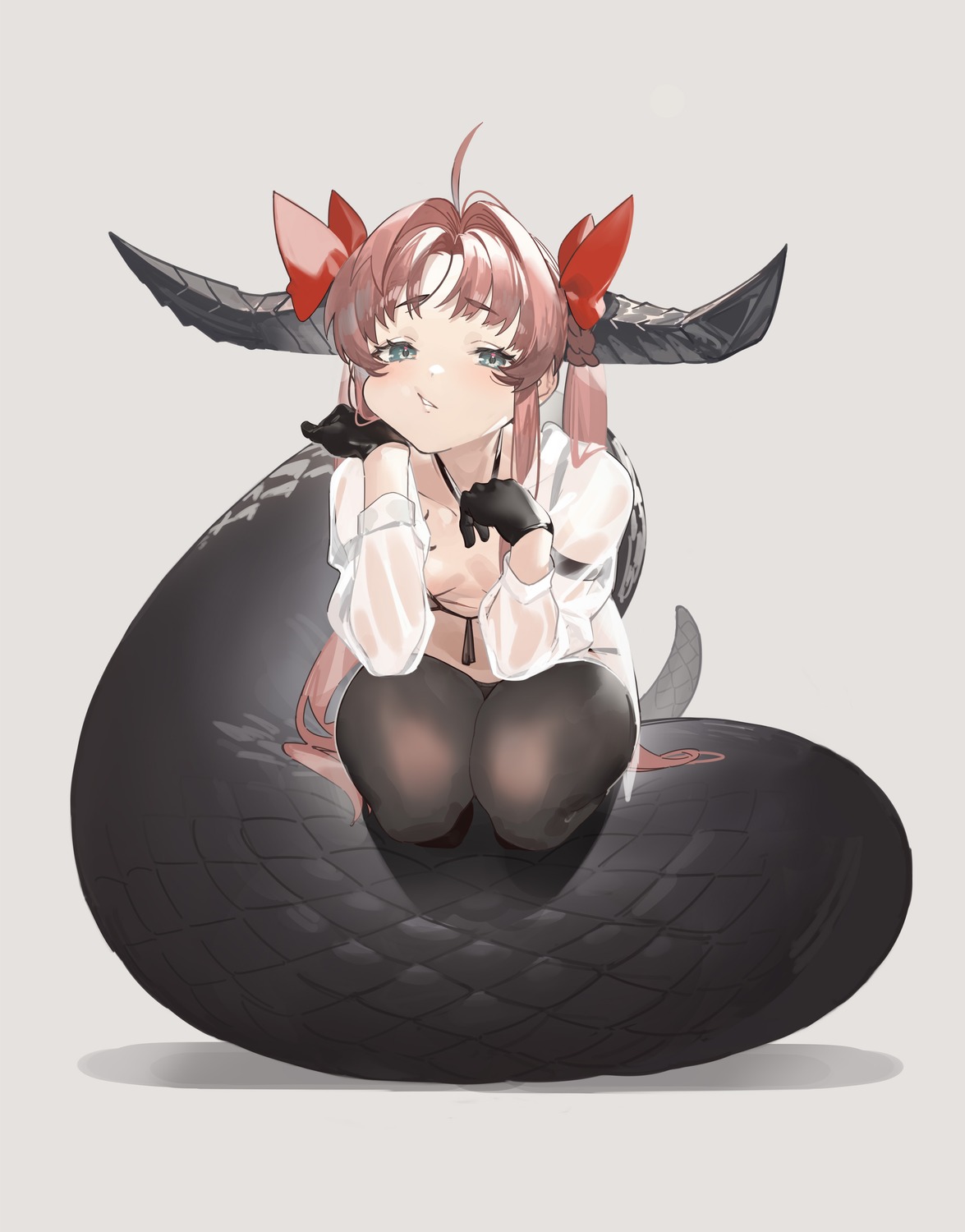 begbeing bra horns open_shirt pantsu pantyhose see_through tail