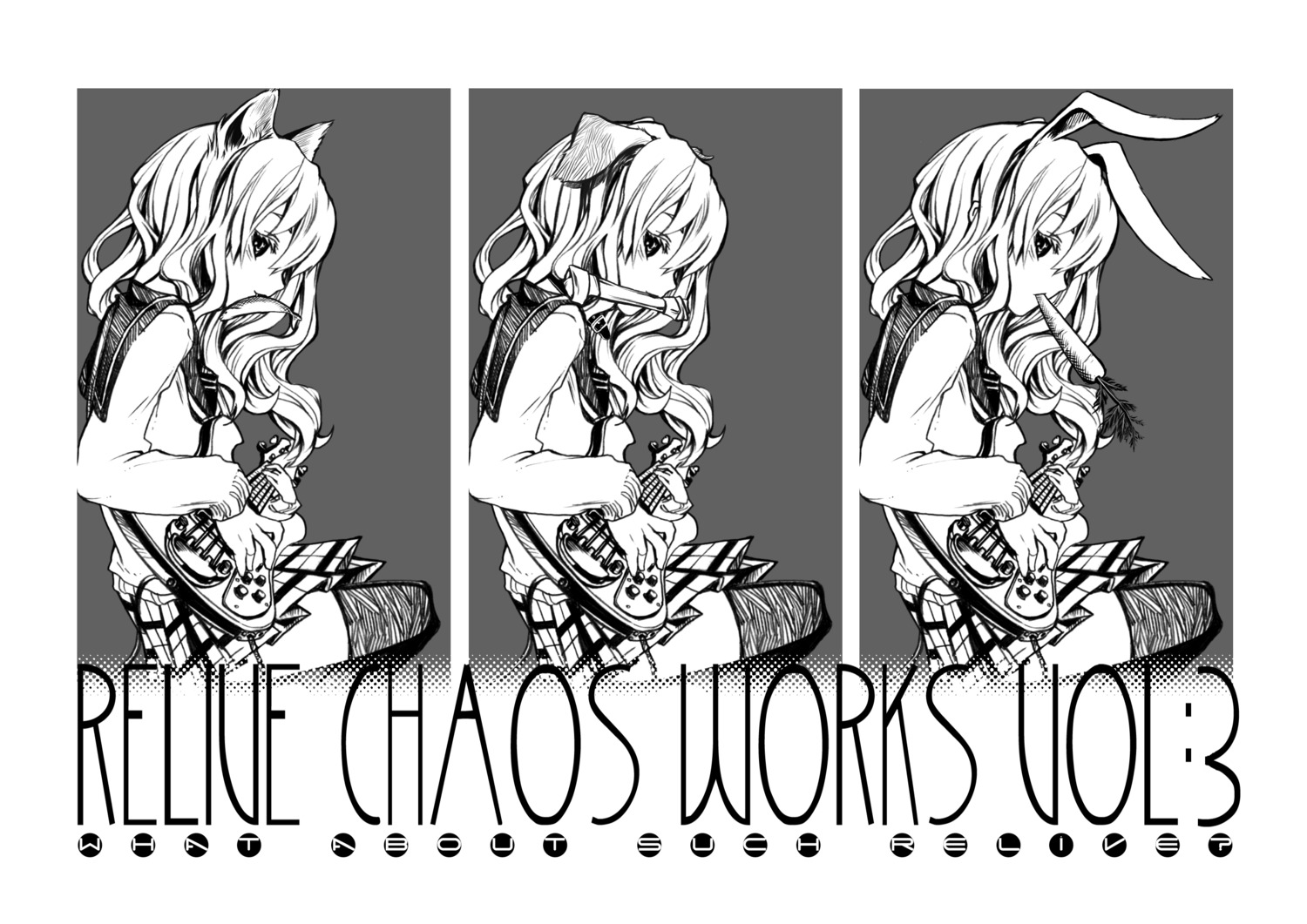 animal_ears character_design guitar monochrome nekomimi taguchi_shouichi