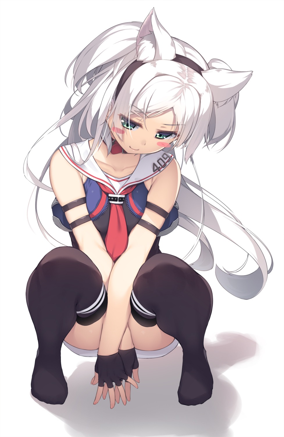 animal_ears azur_lane olive_(laai) seifuku sims_(azur_lane) thighhighs