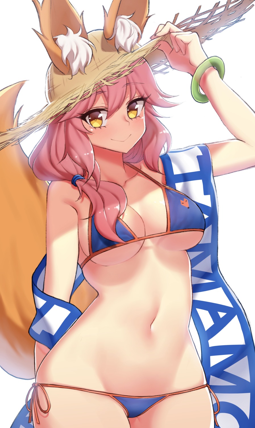 animal_ears bikini fate/extella fate/extra fate/grand_order fate/stay_night narynn swimsuits tail tamamo_no_mae underboob