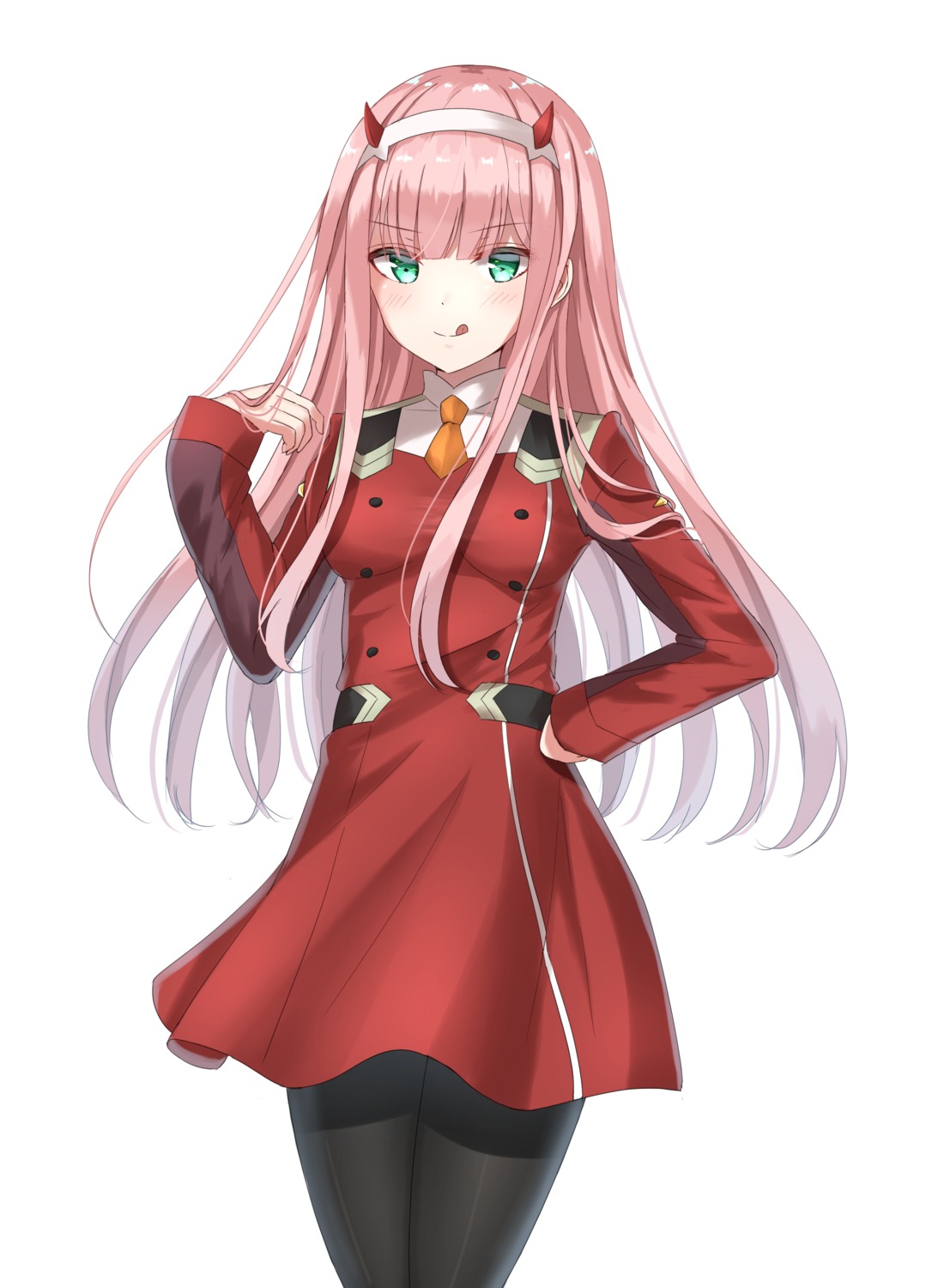 darling_in_the_franxx horns kichi pantyhose uniform zero_two_(darling_in_the_franxx)