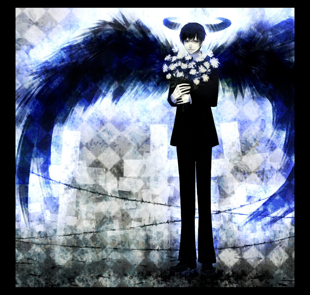 ao_no_exorcist male megane okumura_yukio shijuuhachi wings