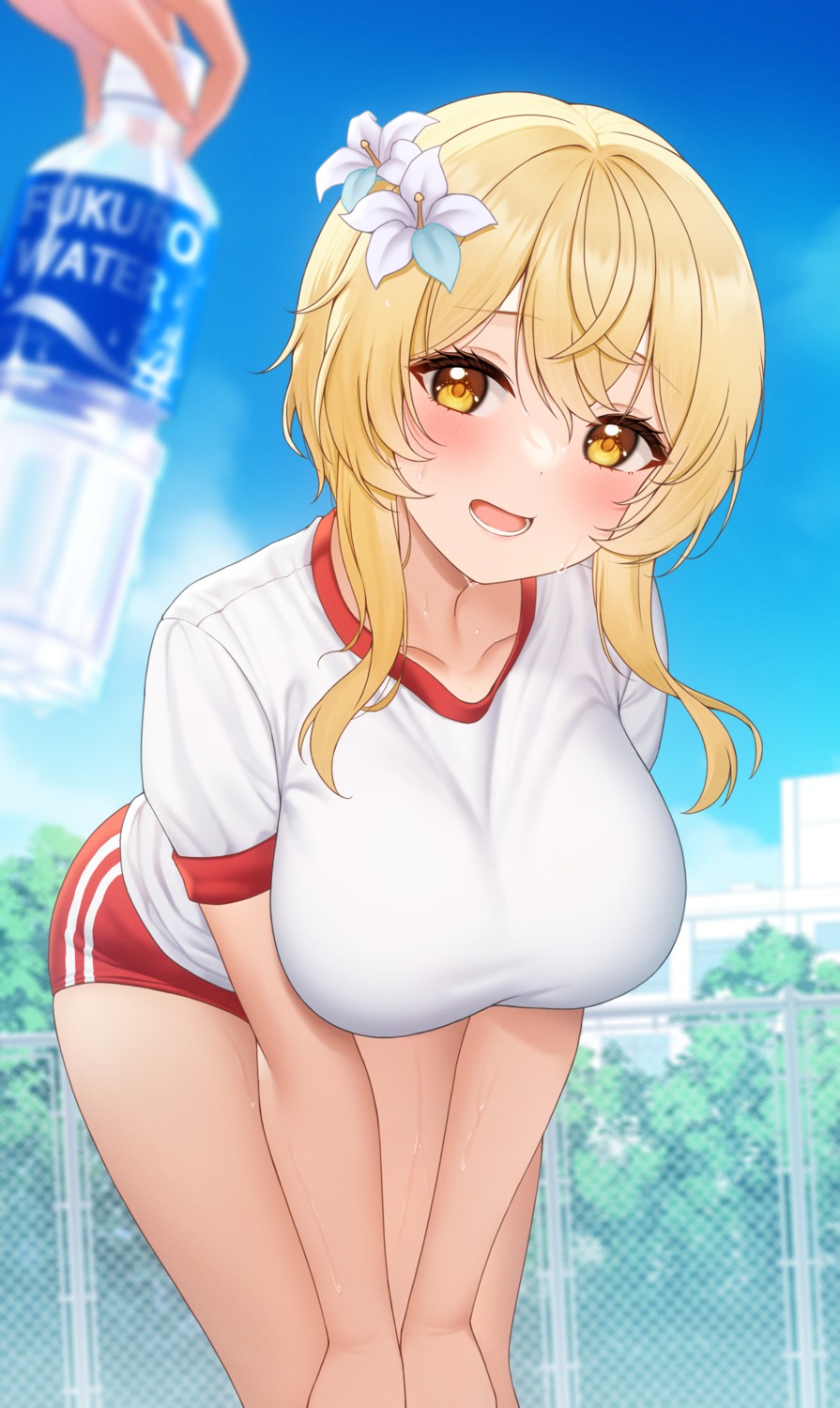 buruma fukuro_ko_(greentea) genshin_impact gym_uniform lumine