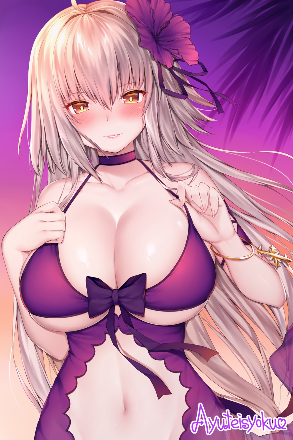 ayuteishoku bikini_top breast_hold cleavage fate/grand_order jeanne_d'arc jeanne_d'arc_(alter)_(fate) lingerie swimsuits underboob