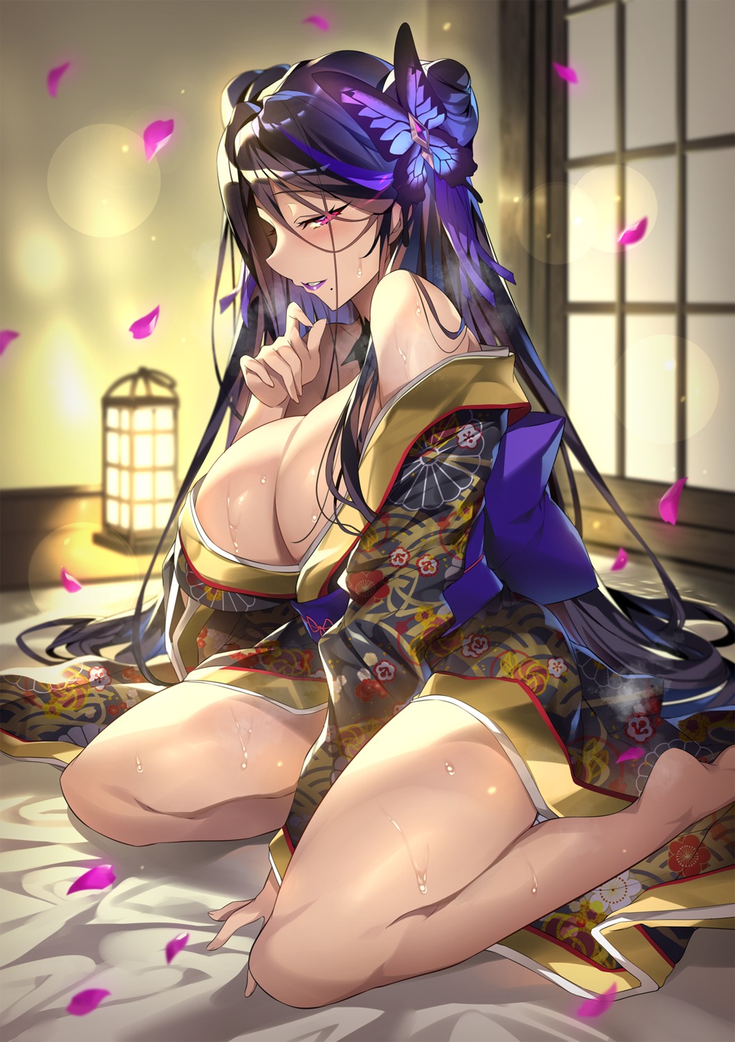 breasts kichou-sama_wa_kokurasetai_nobunaga_sougyouki_1549 kimono no_bra open_shirt senri_gan