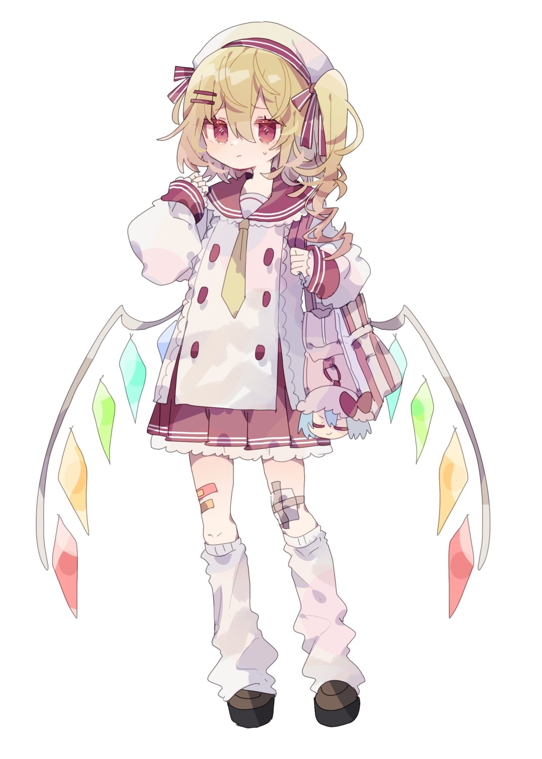 bandaid chibi flandre_scarlet nikorashika remilia_scarlet seifuku touhou wings