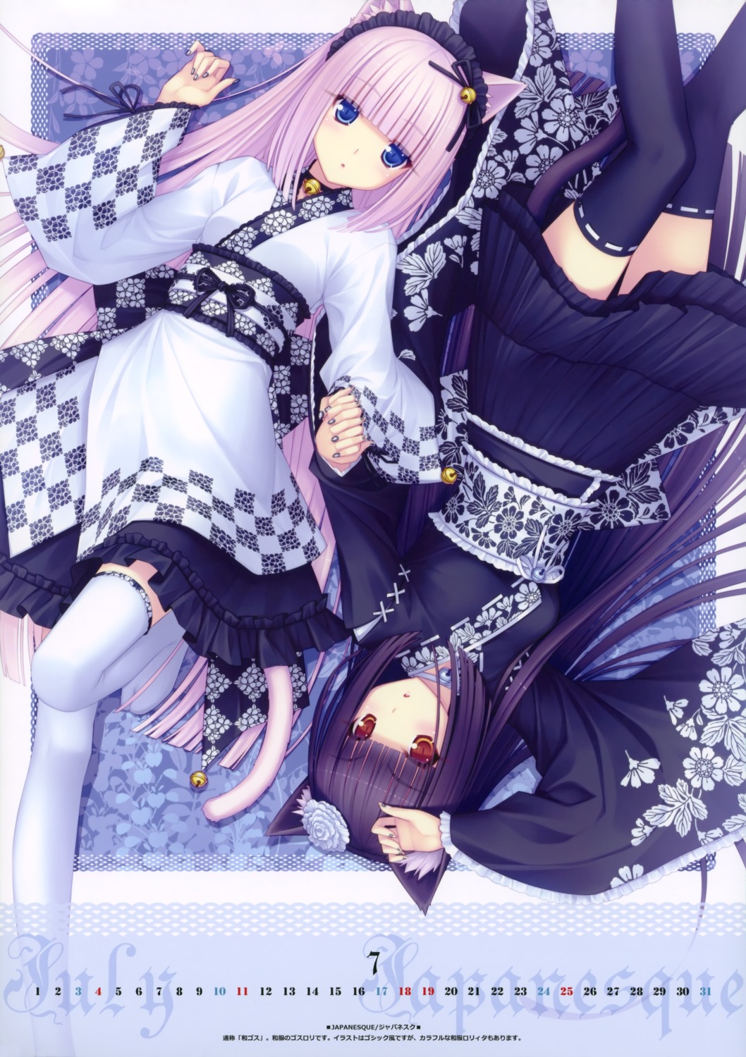 animal_ears calendar chocola lolita_fashion neko_works nekomimi nekopara sayori tail thighhighs vanilla wa_lolita