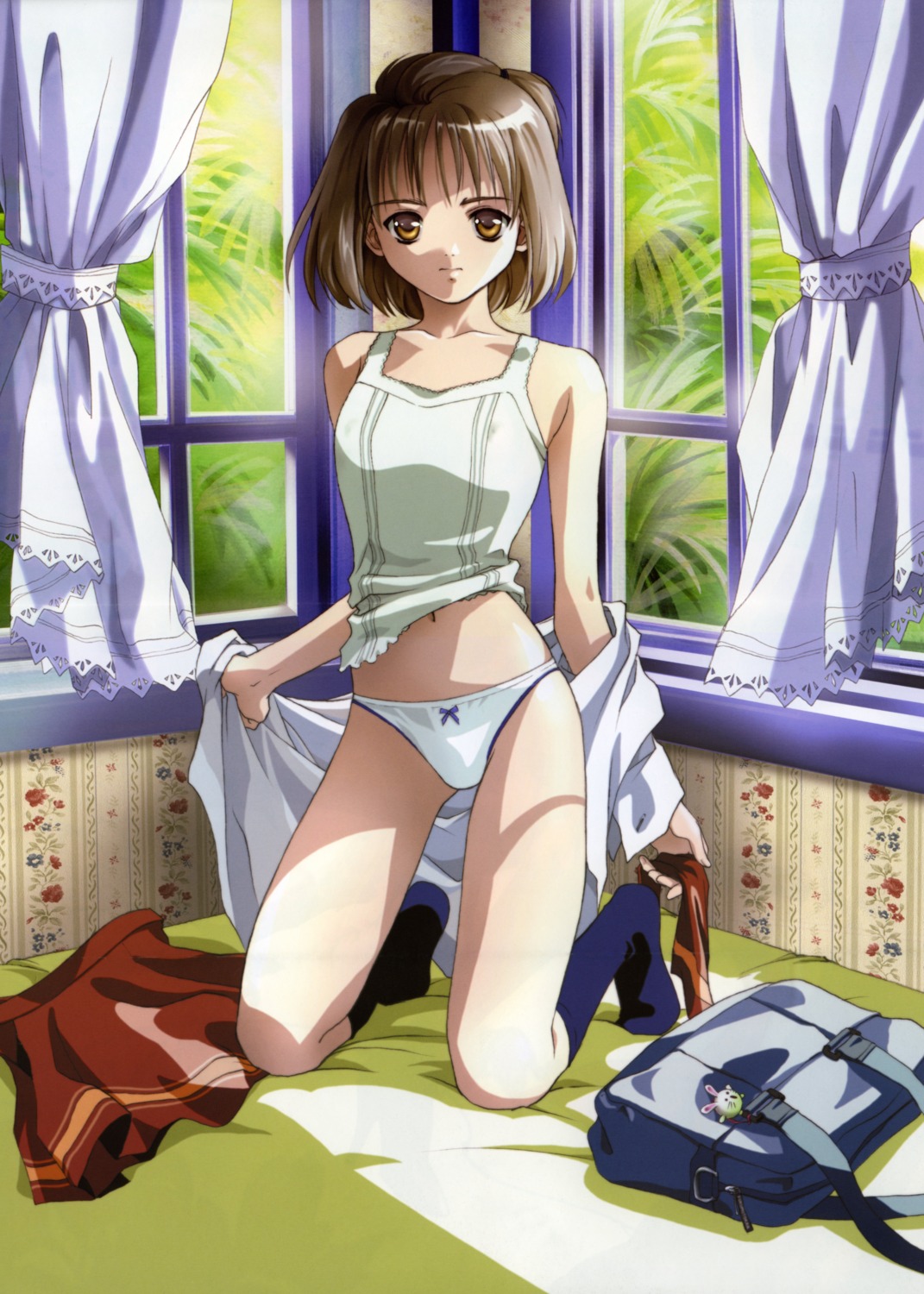 kameyama_hitomi lingerie loli open_shirt pantsu rin_sin seifuku shin_seiki_inma_seiden undressing