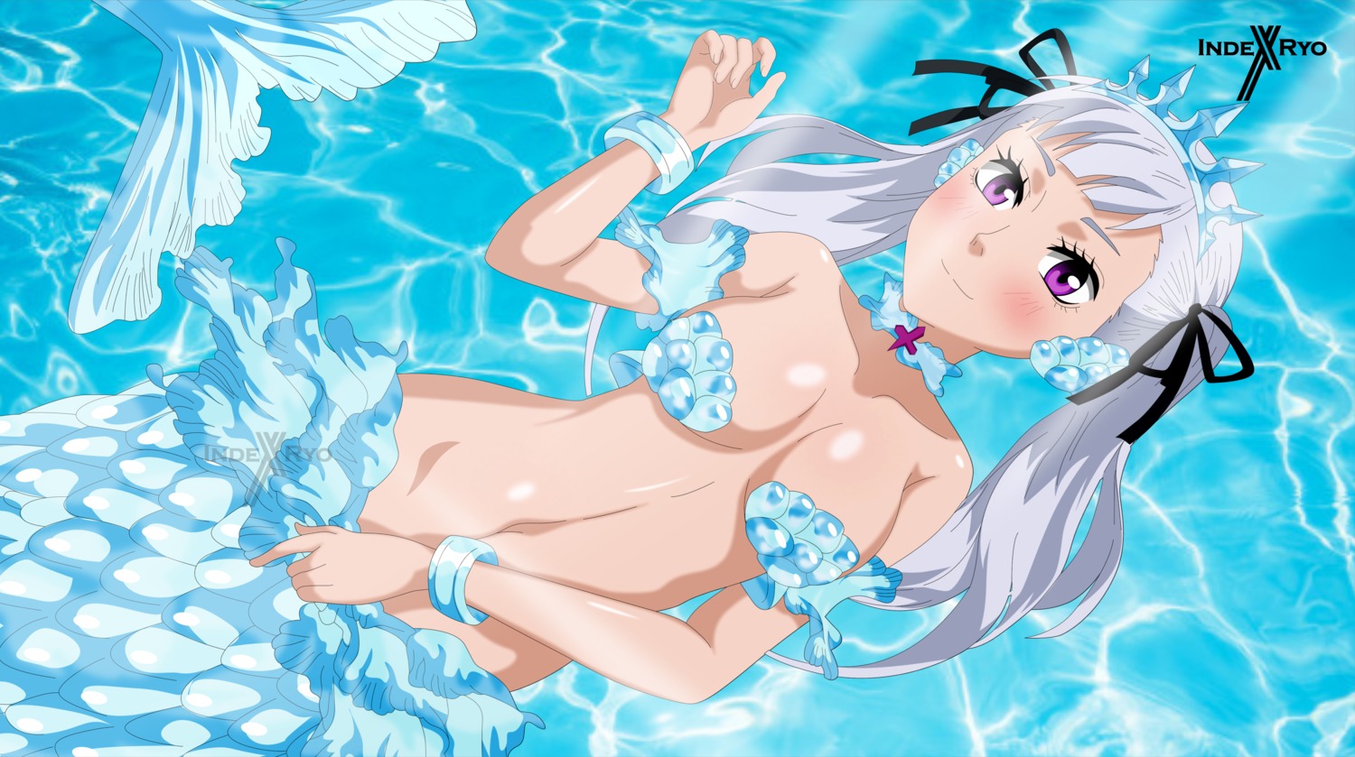 armored_mermaid bikini black_clover indexryo mermaid monster_girl noelle_silva pasties swimsuits tail topless wet