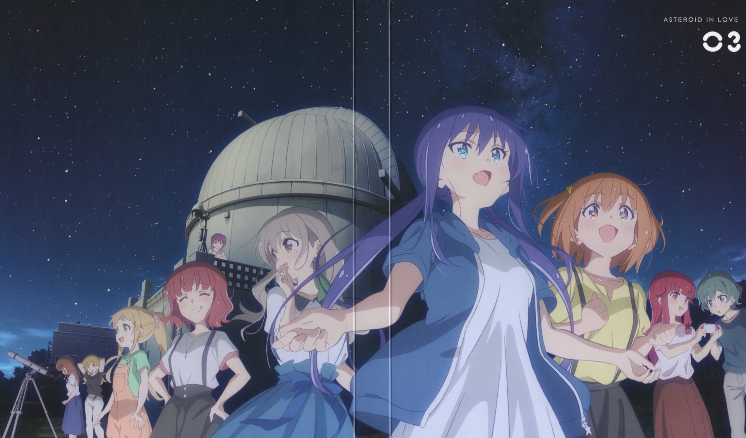 crease disc_cover dress inose_mai koisuru_asteroid konohata_mira manaka_ao morino_mari overalls sakurai_chikage sakurai_mikage screening yamazaki_jun