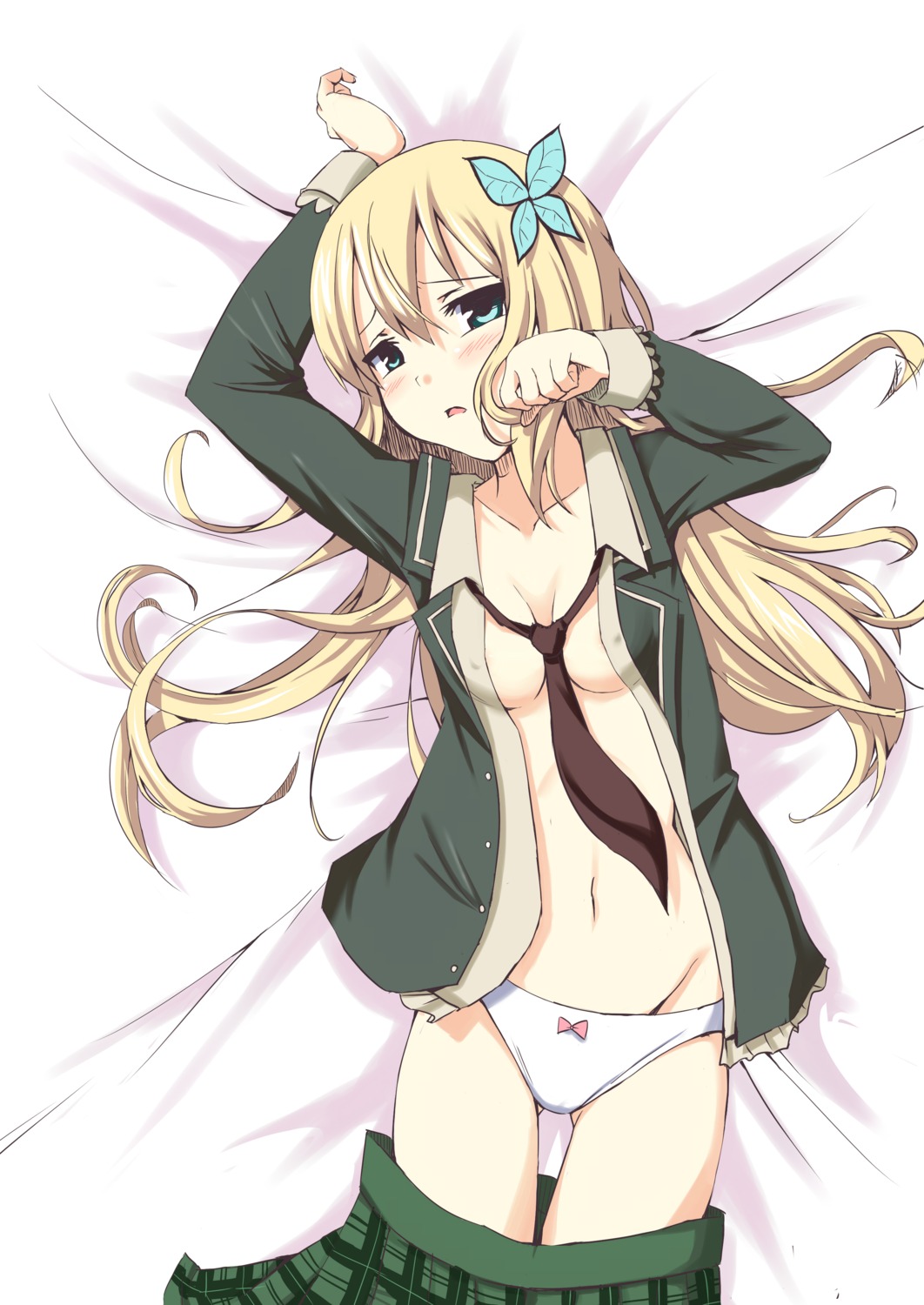 boku_wa_tomodachi_ga_sukunai cleavage darkside_(artist) kashiwazaki_sena no_bra open_shirt pantsu seifuku