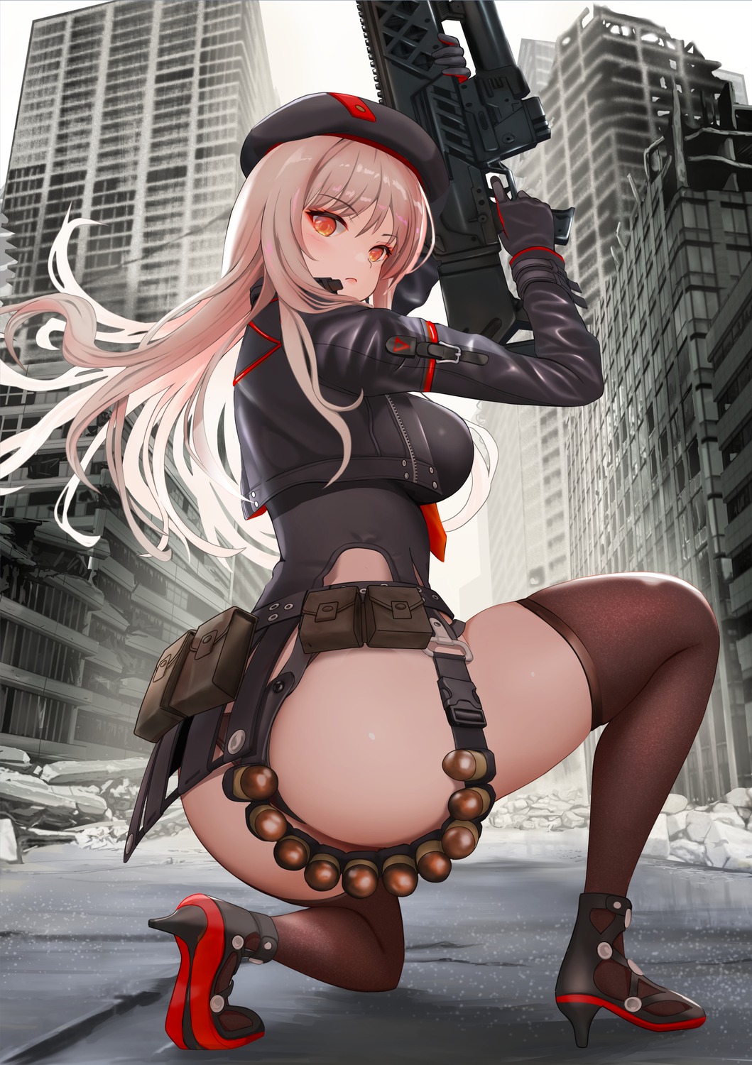 ass gibun_(sozoshu) goddess_of_victory:_nikke gun heels rapi_(nikke) thighhighs uniform