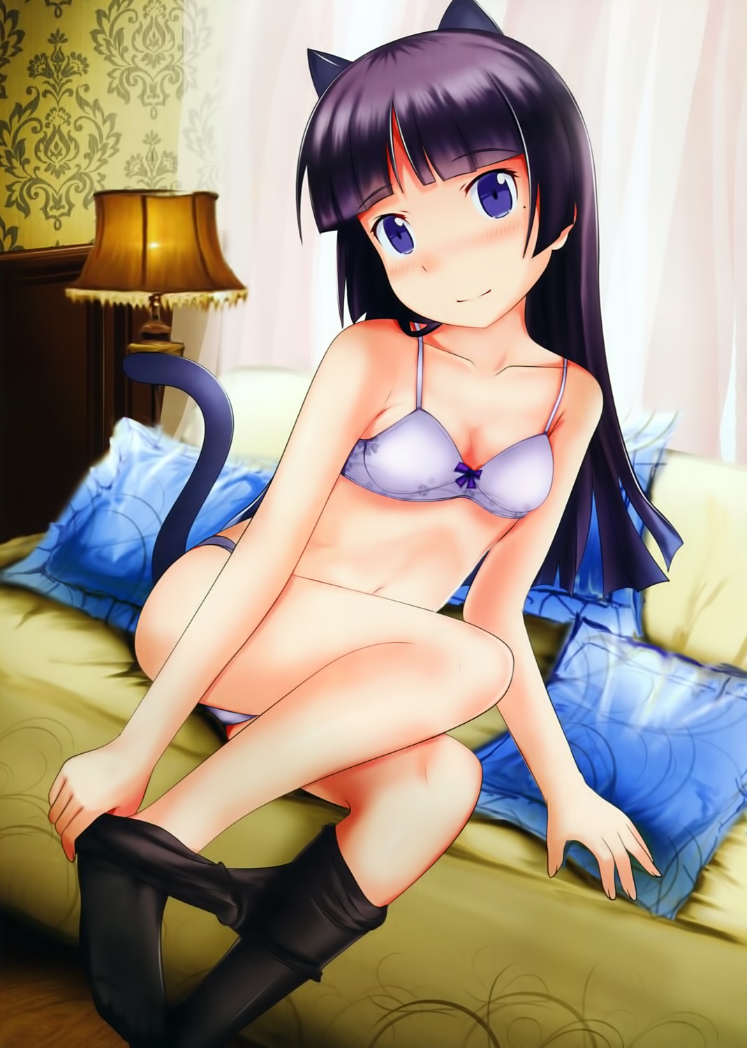 animal_ears bra edogawakid gokou_ruri nekomimi ore_no_imouto_ga_konnani_kawaii_wake_ga_nai pantsu pantyhose tail undressing