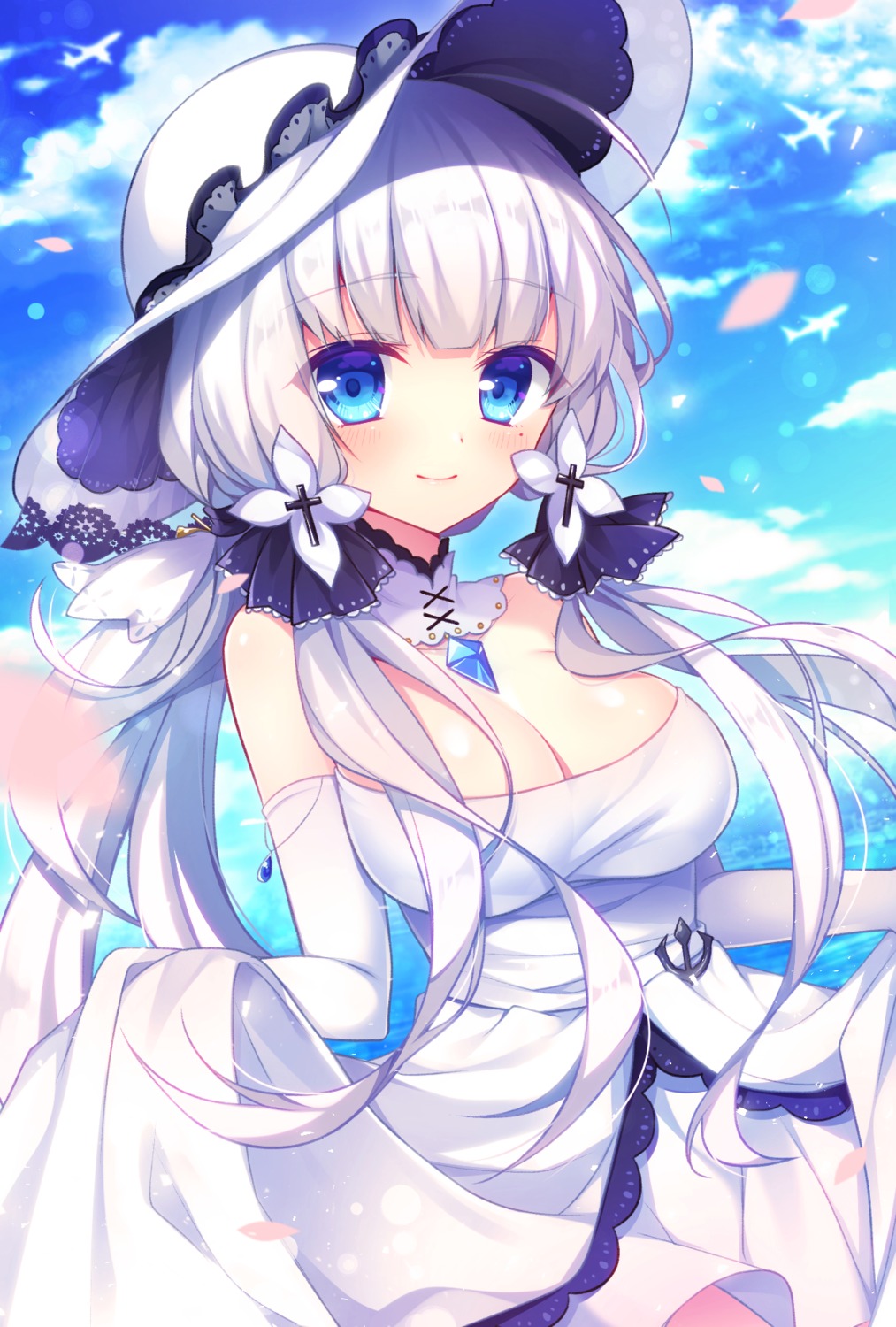 azur_lane cleavage dress illustrious_(azur_lane) skirt_lift ytuorvi