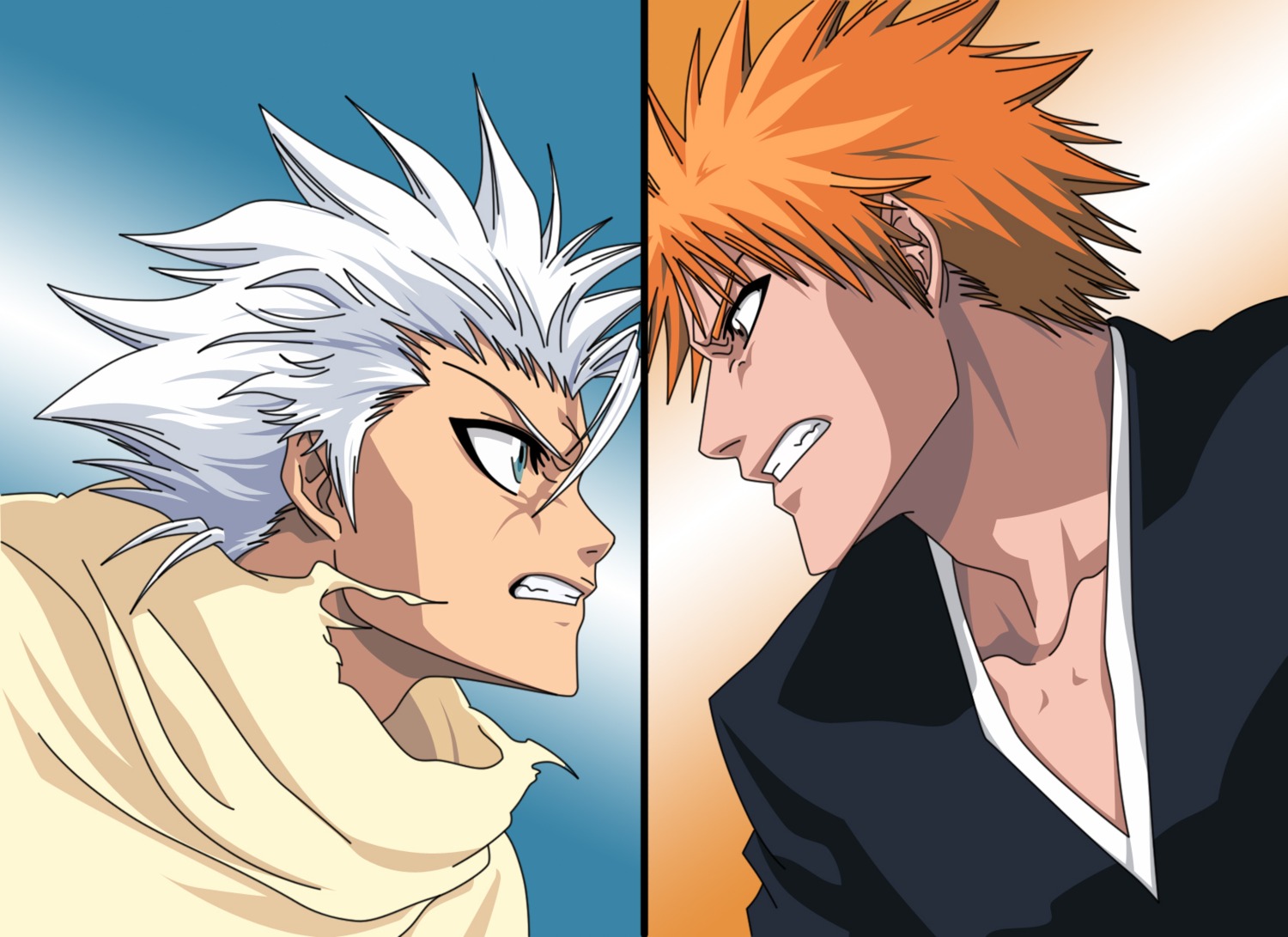 bleach hitsugaya_toushirou kurosaki_ichigo male vector_trace